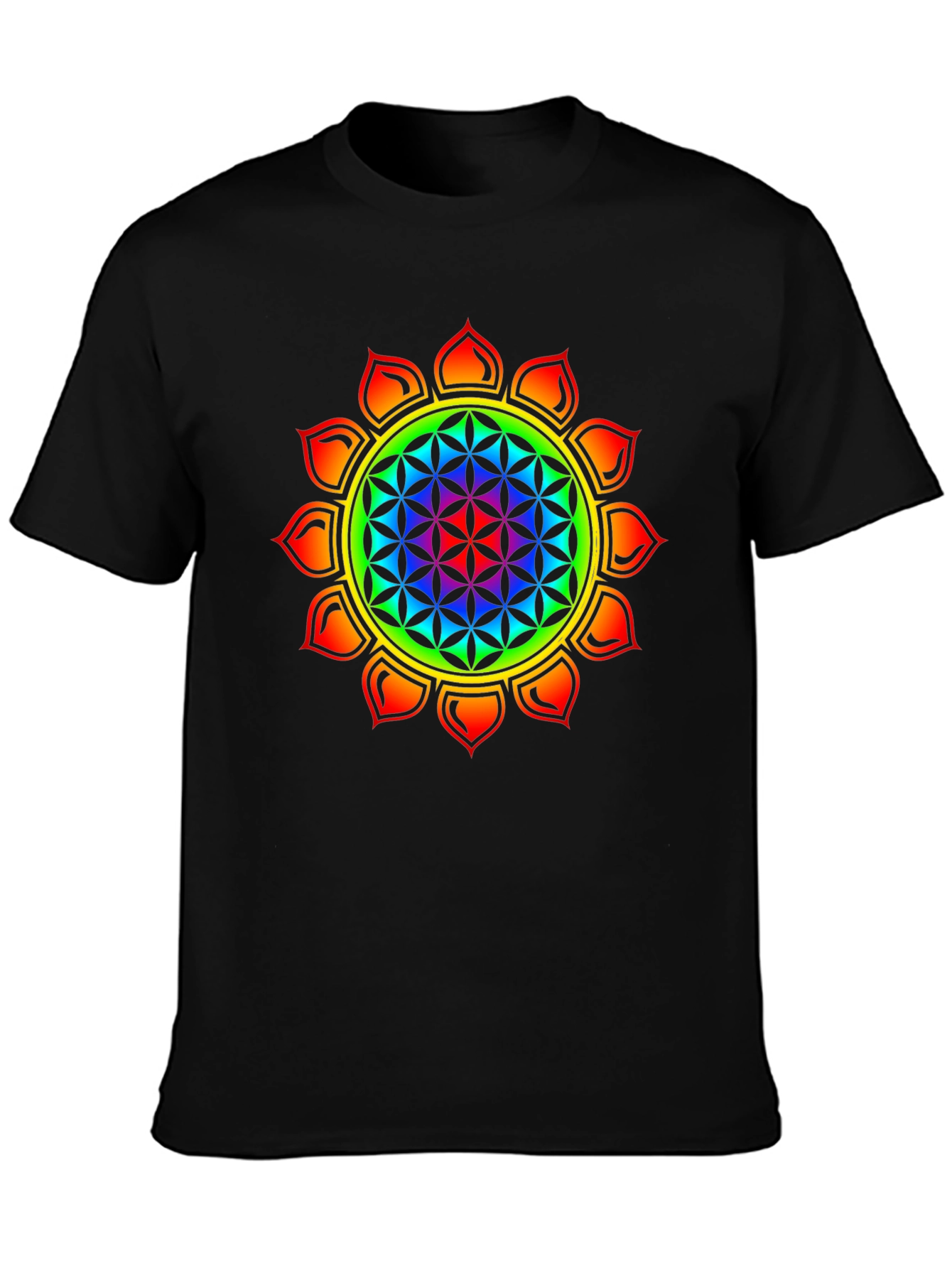 Flower of Life Chakra T-Shirt - Rainbow Design