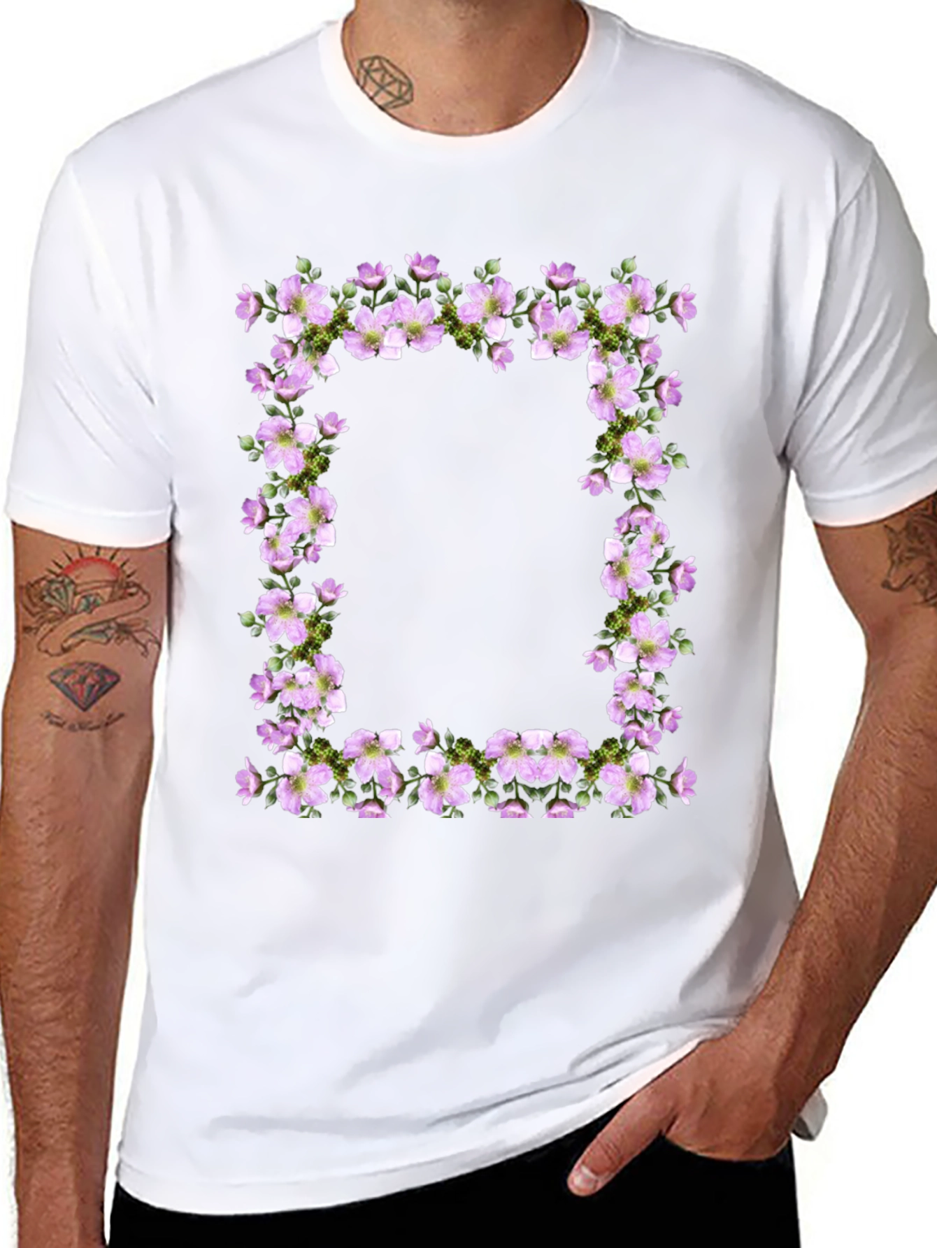 Floral Frame Tee - Nature Inspired Graphic T-Shirt