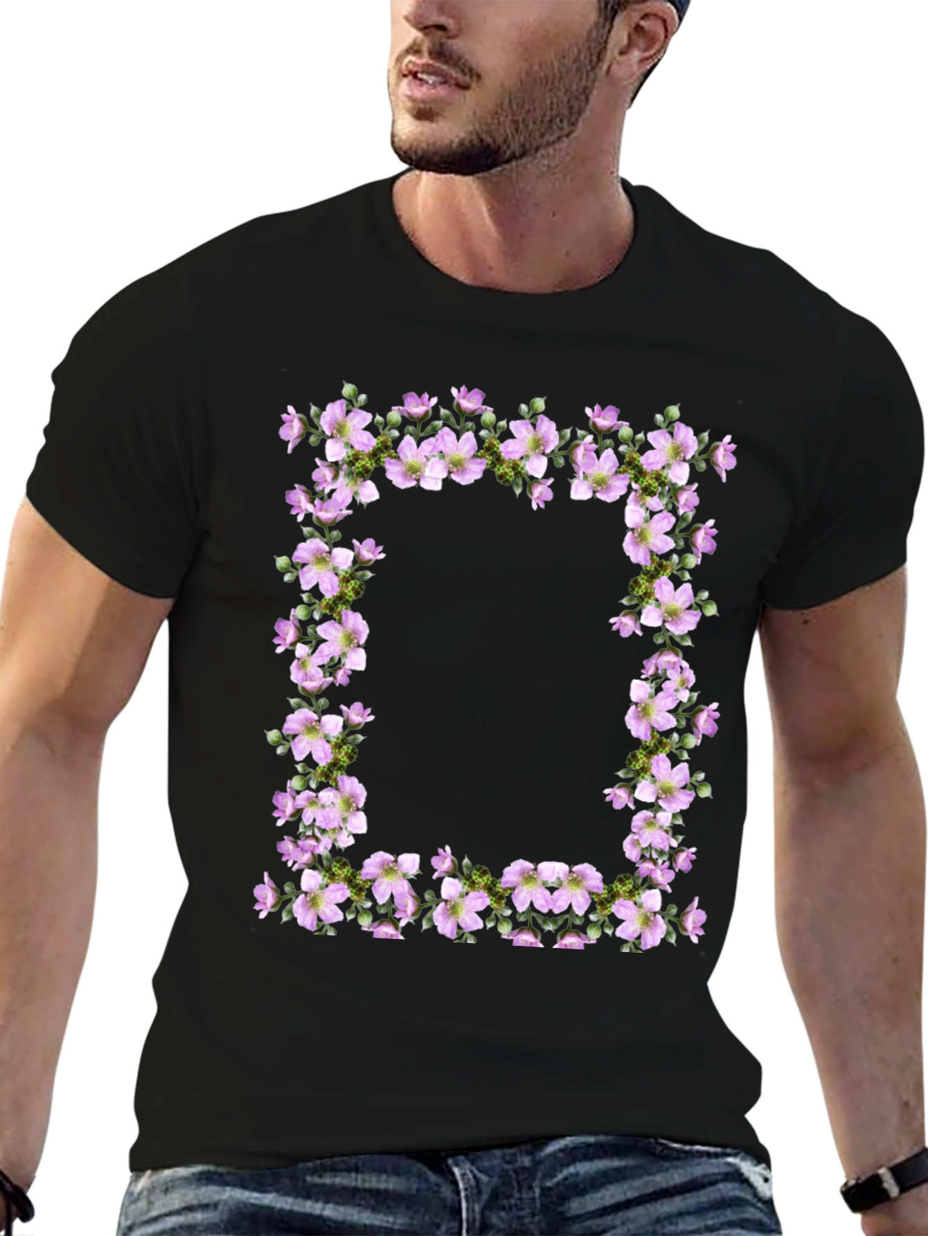 Floral Frame Tee - Nature Inspired Graphic T-Shirt