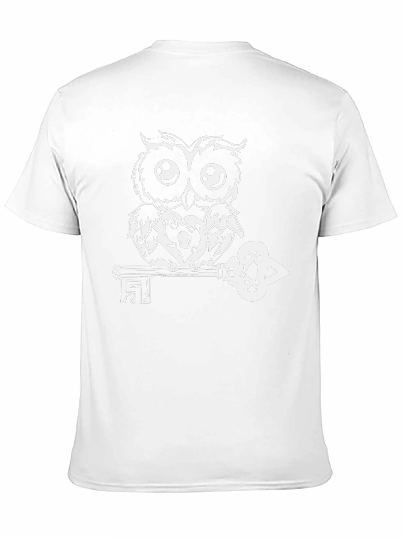 Owl and Key Graphic T-Shirt - Black Cotton Tee