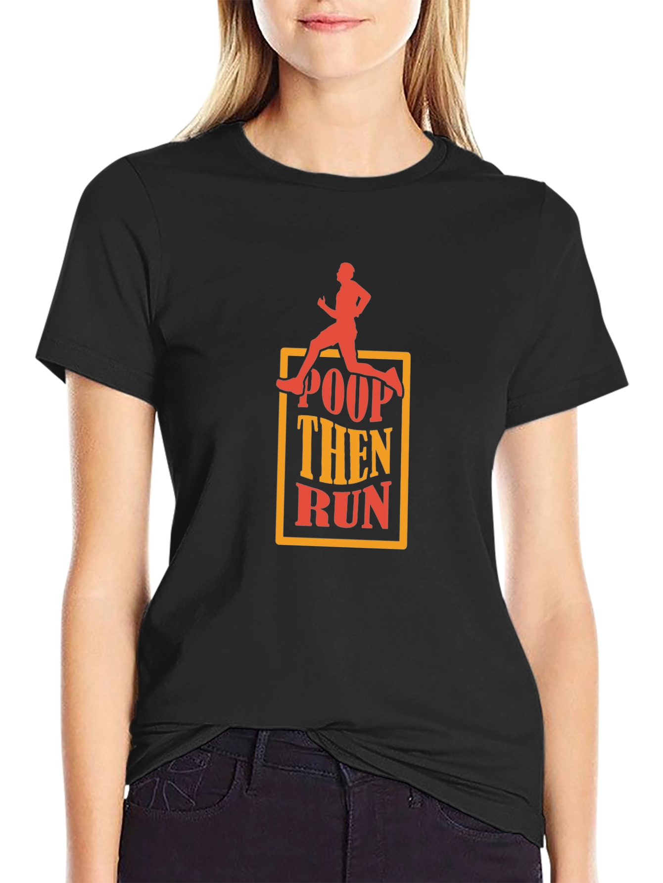 Poop Then Run Black T-Shirt Funny Runner Gift