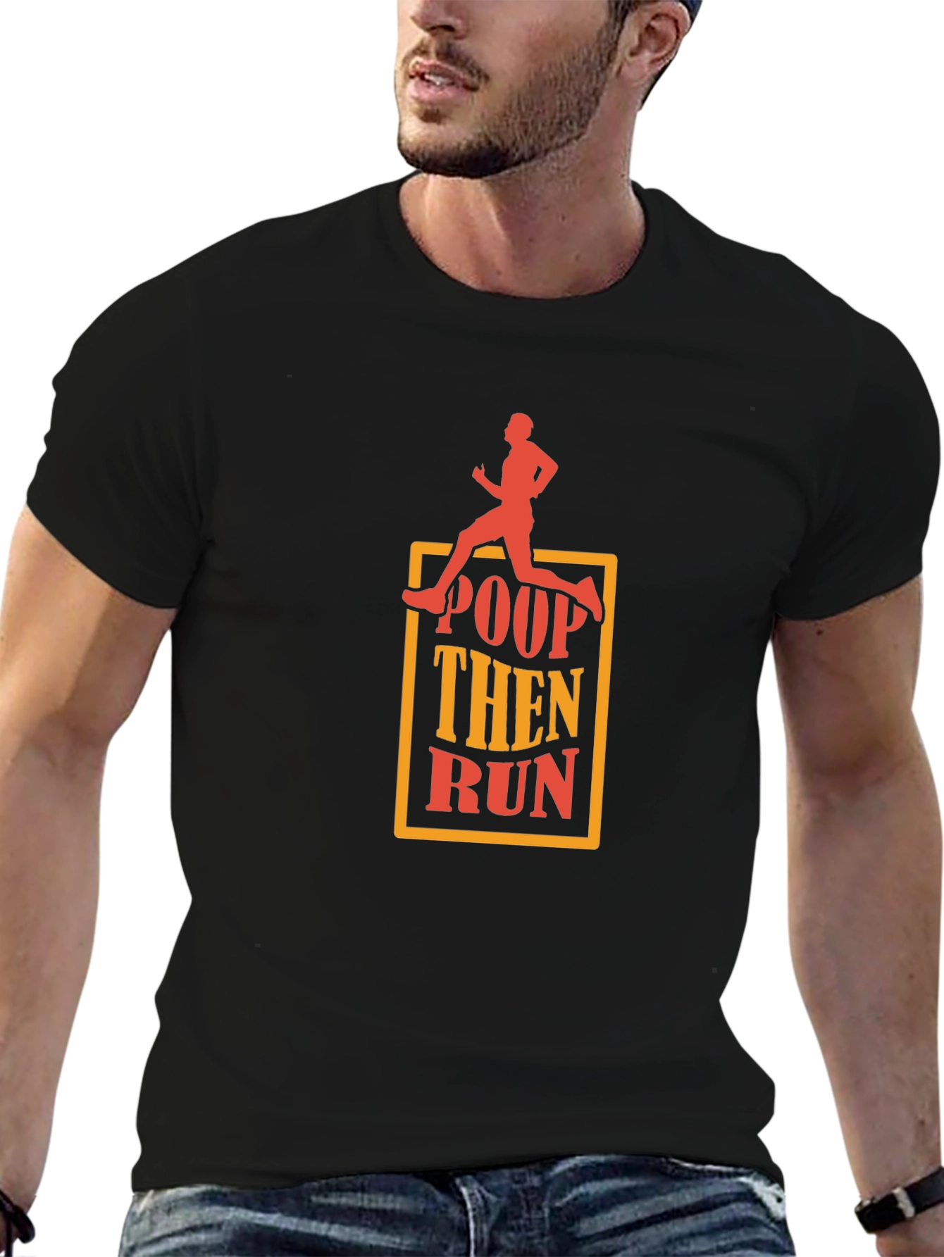 Poop Then Run Black T-Shirt Funny Runner Gift