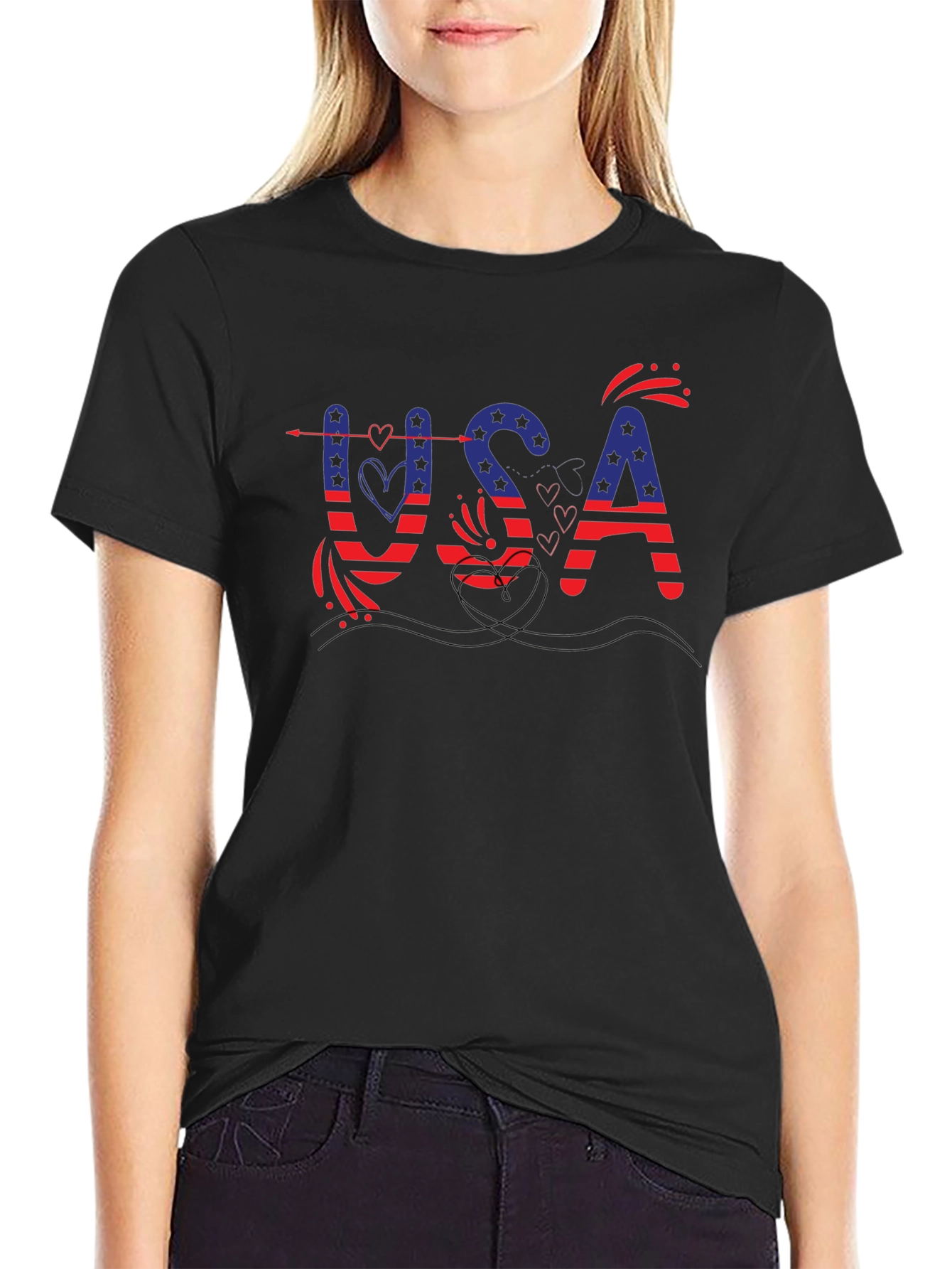 Patriotic USA Graphic Print T-Shirt