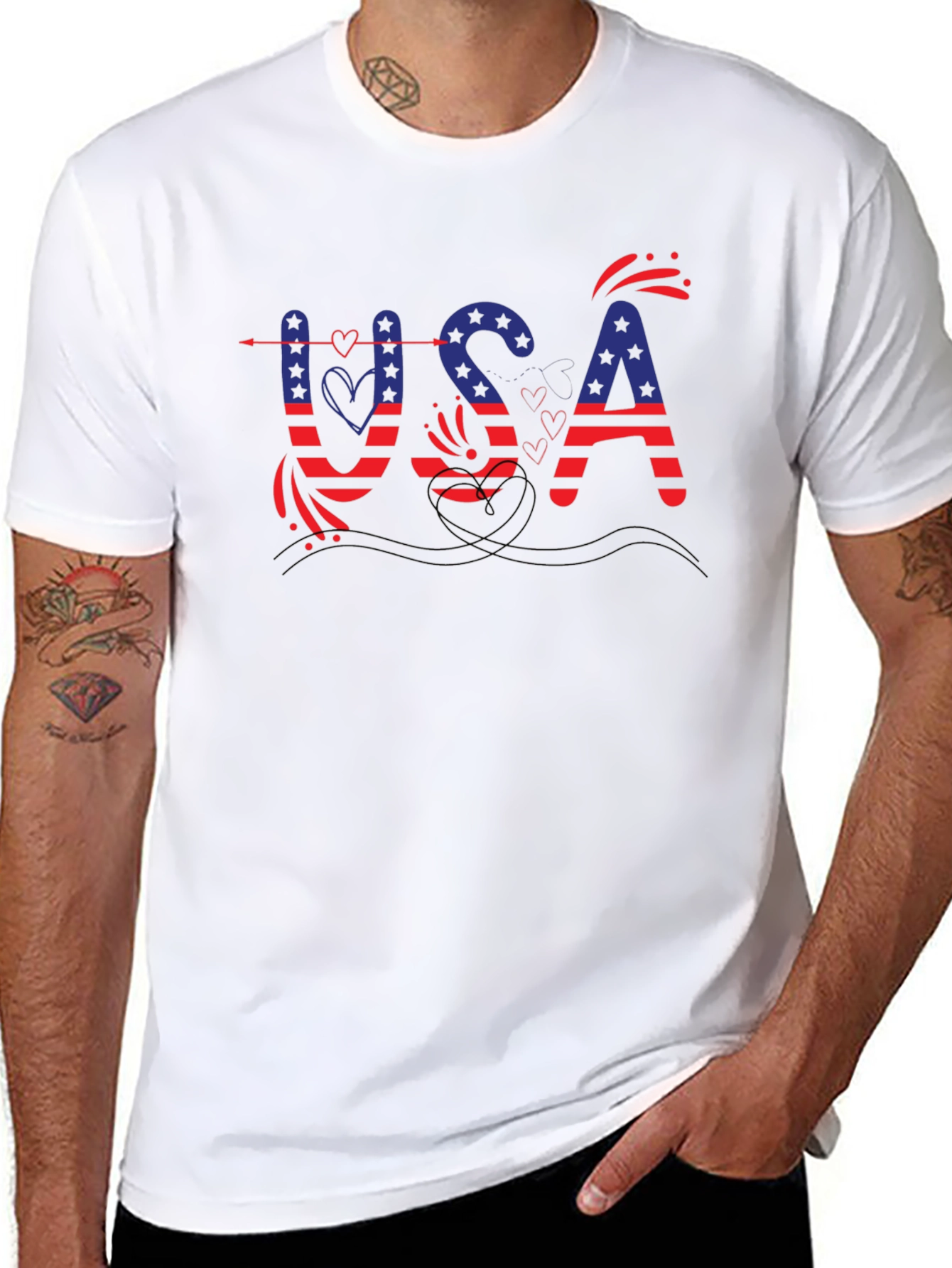 Patriotic USA Graphic Print T-Shirt