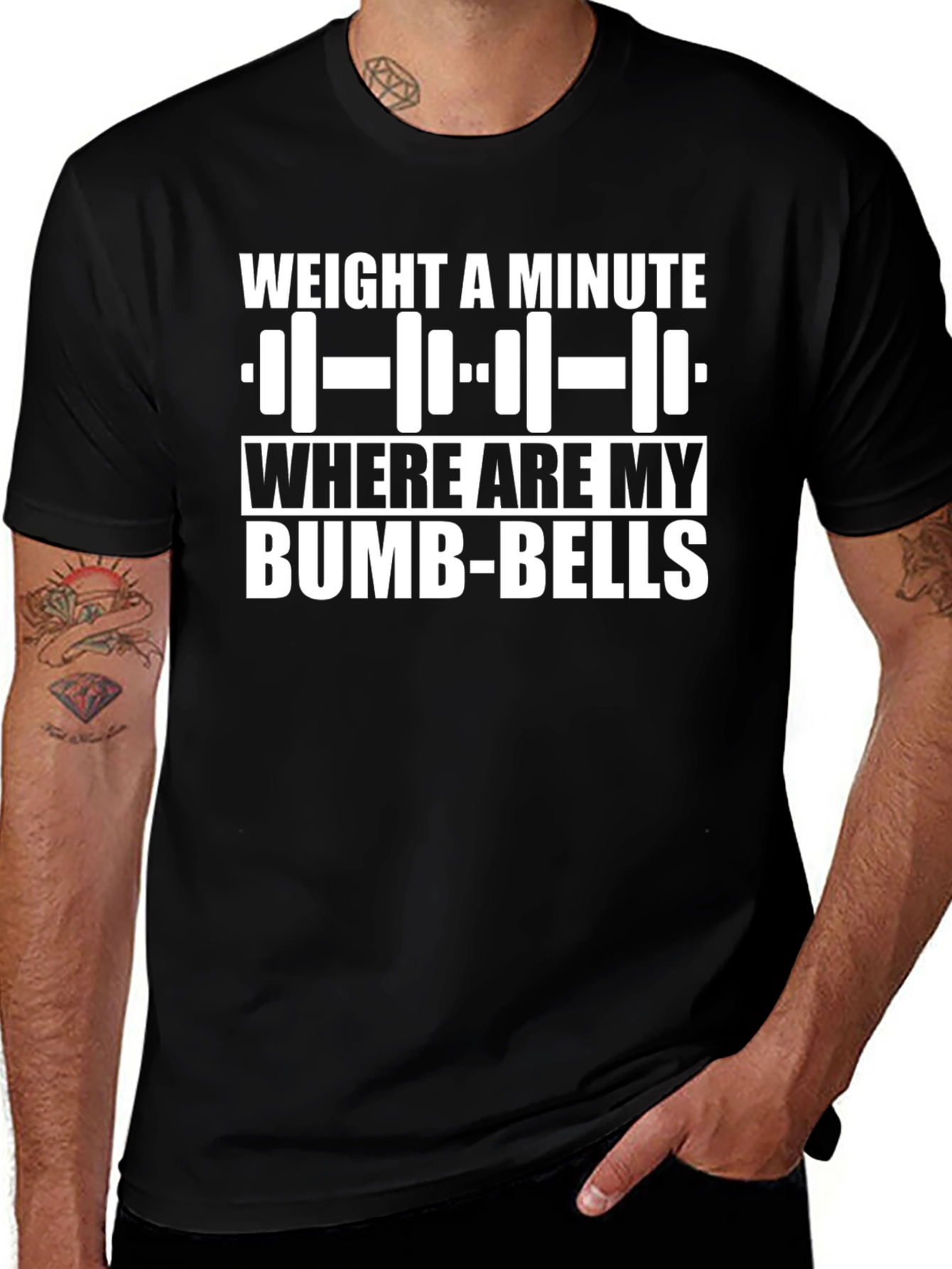 Weight a Minute Bumb-Bells Graphic T-Shirt