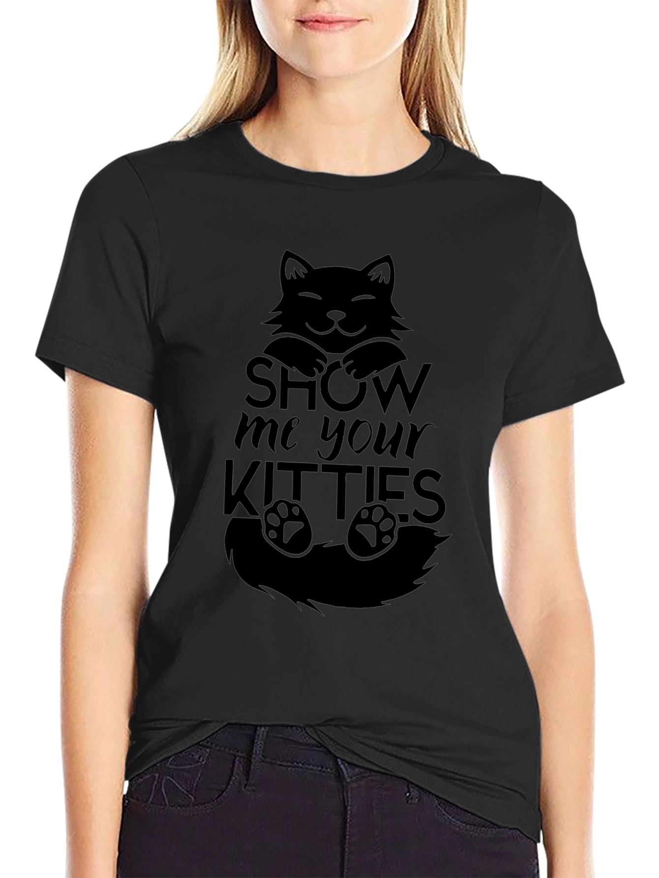 Show Me Your Kitties Black T-Shirt