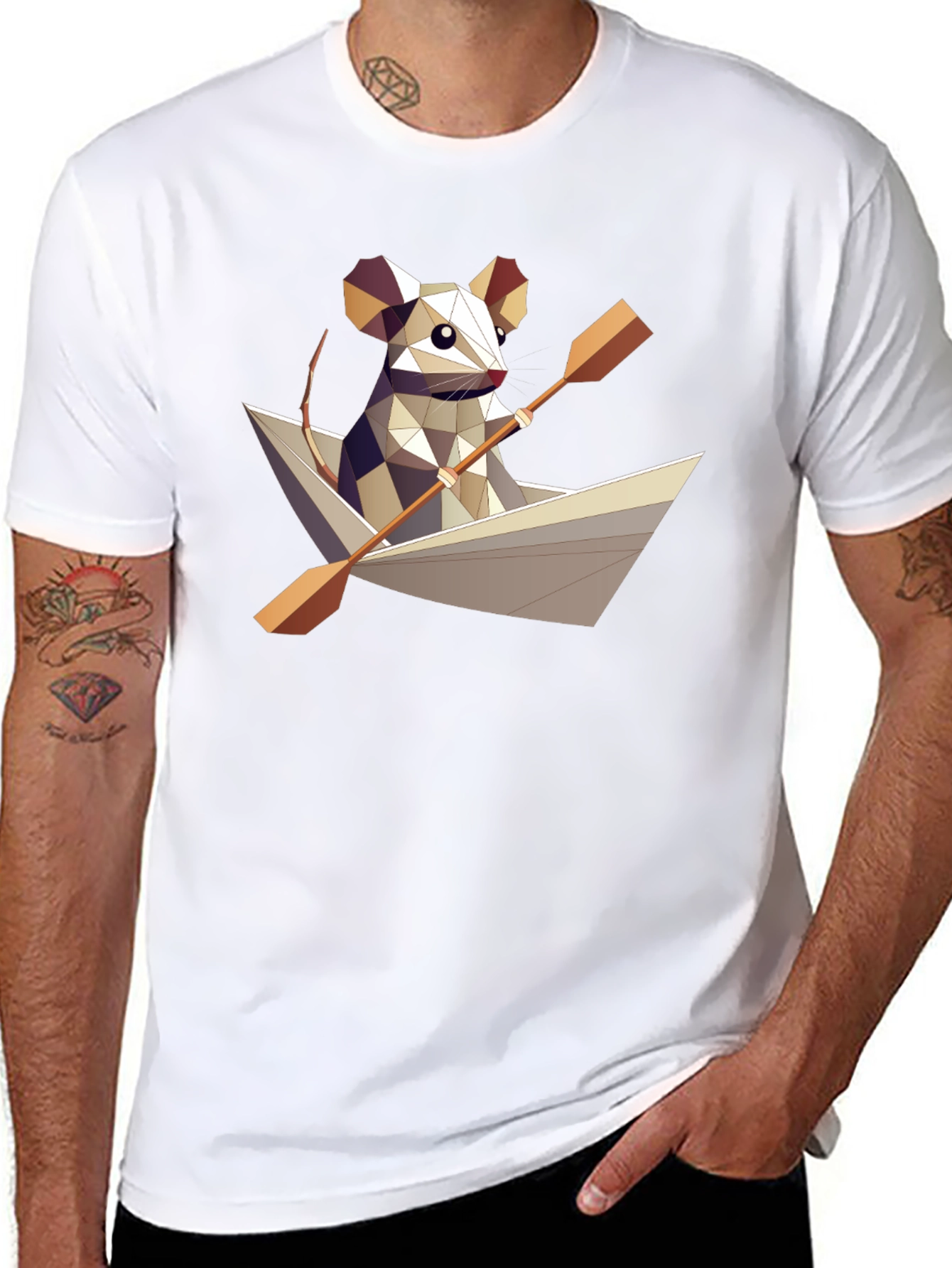 Geometric Mouse in Boat Graphic T-Shirt