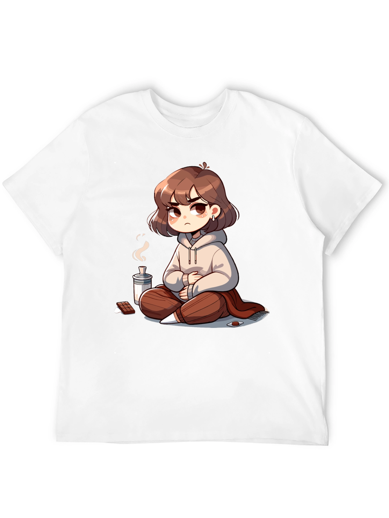 Chill Anime Girl T-Shirt - Relaxed Cartoon Style