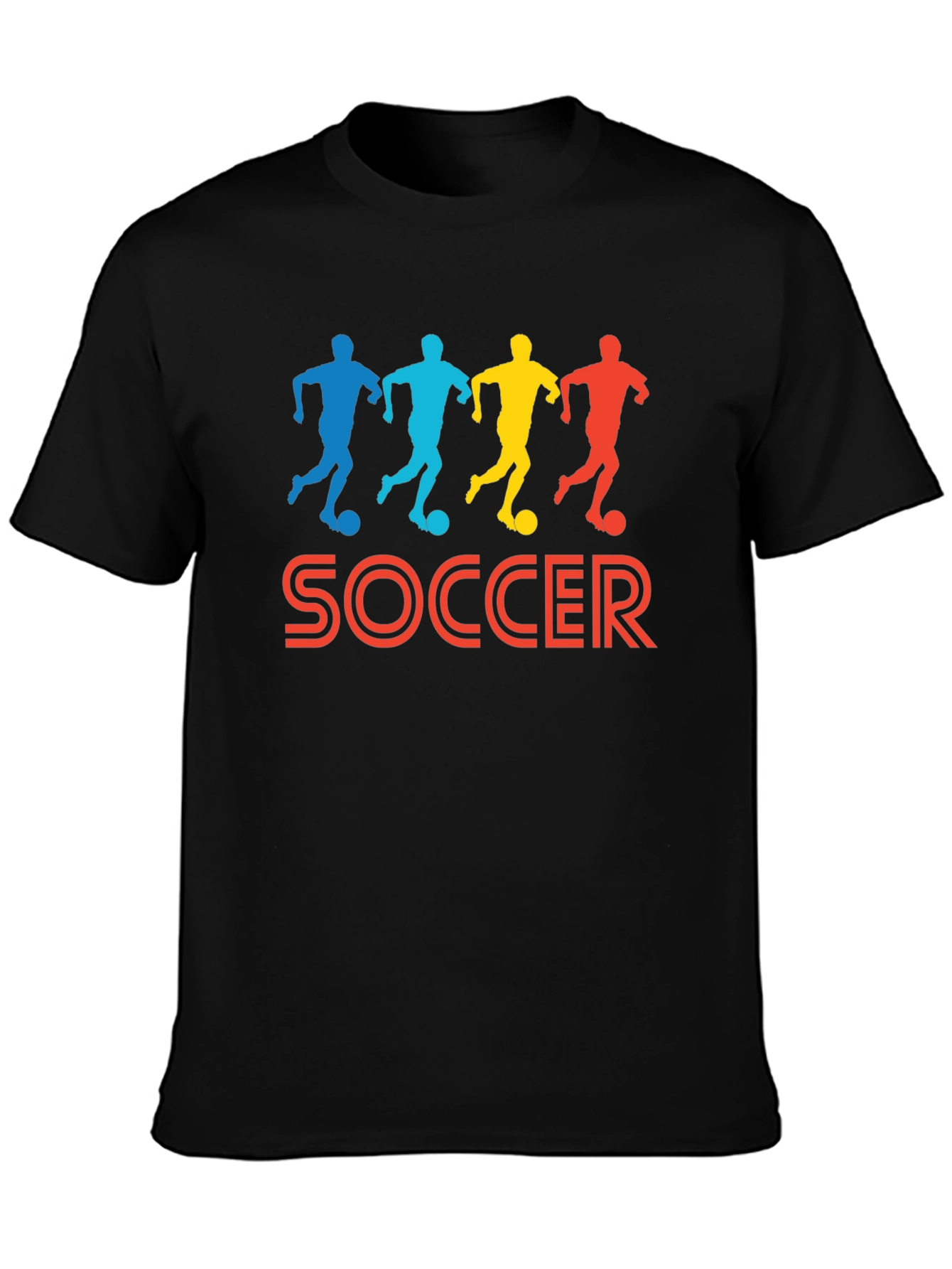 Soccer Player Graphic Tee - Black Cotton T-Shirt