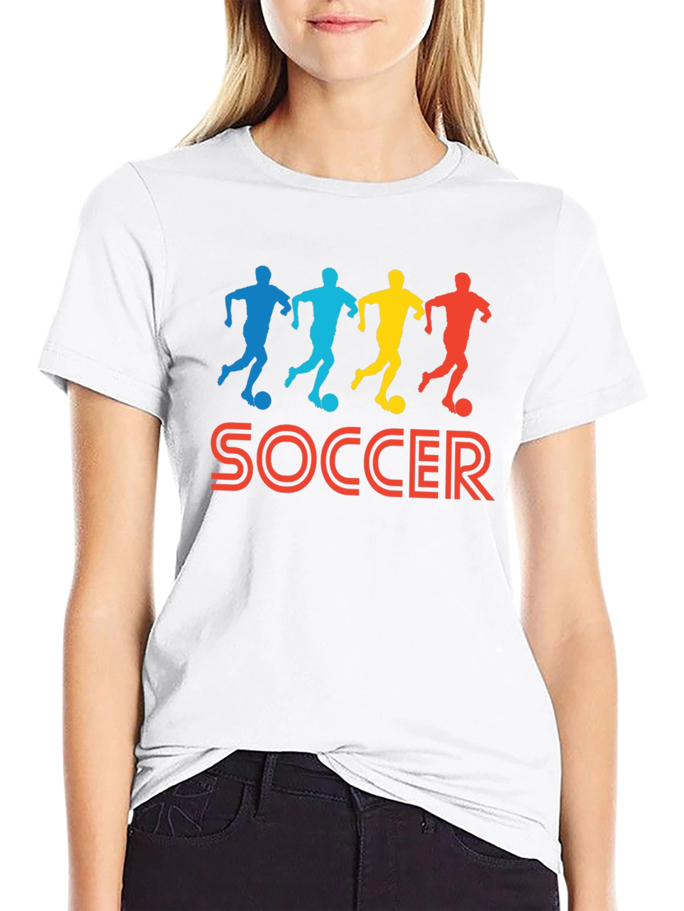 Soccer Player Graphic Tee - Black Cotton T-Shirt