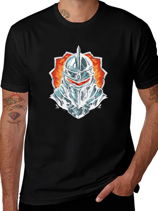 Knight Helmet Graphic Tee - Black Cotton Blend