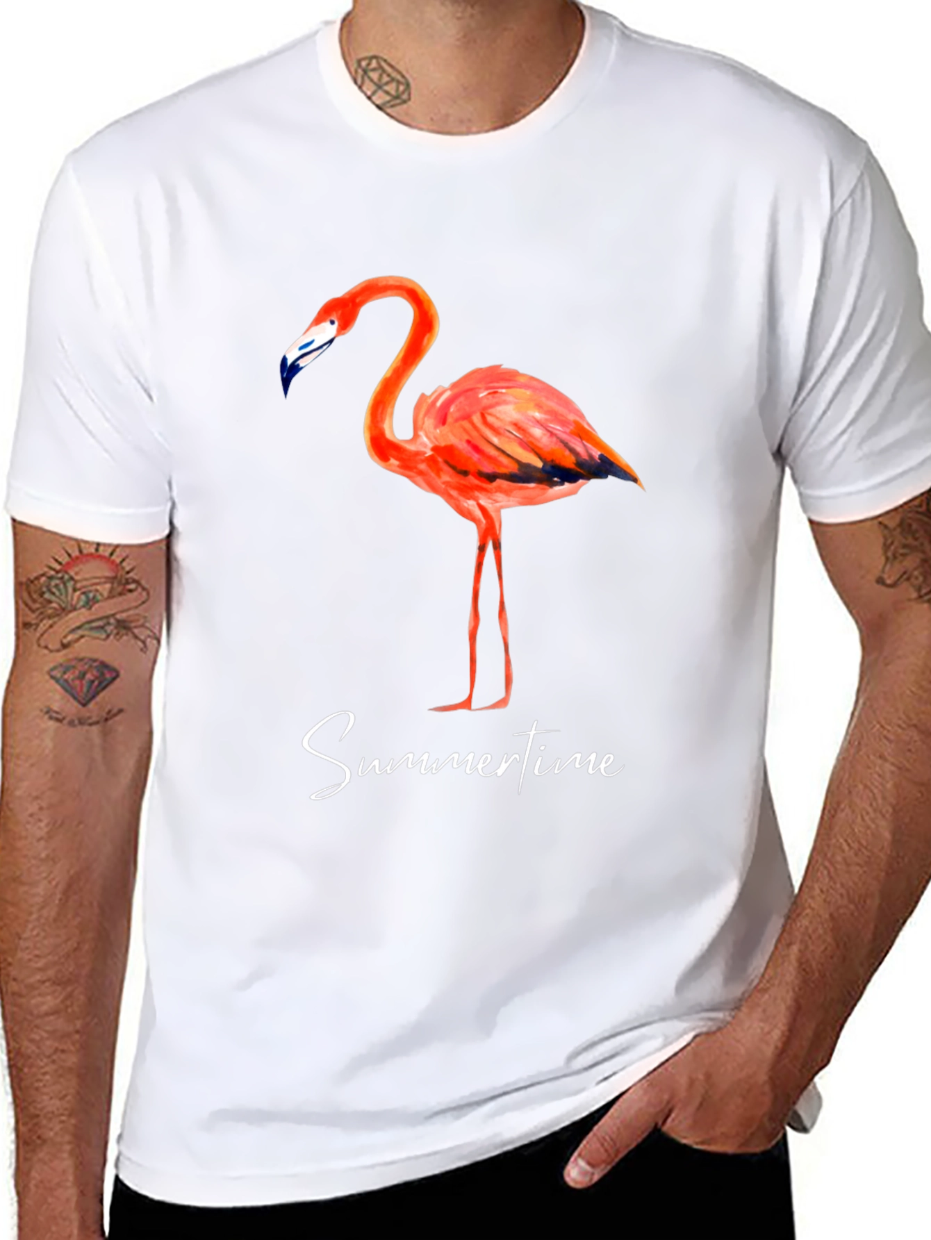 Flamingo Summertime Graphic Tee - Stylish Mens T-Shirt