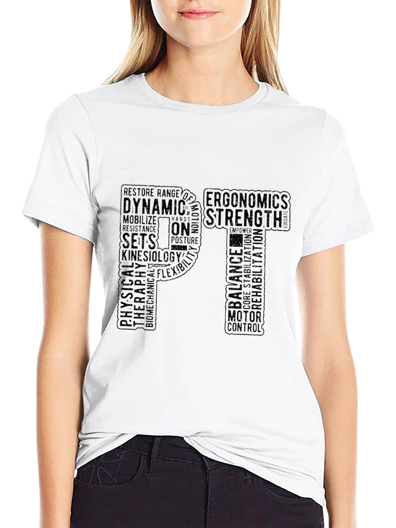 Physical Therapy PT Word Art Black T-Shirt