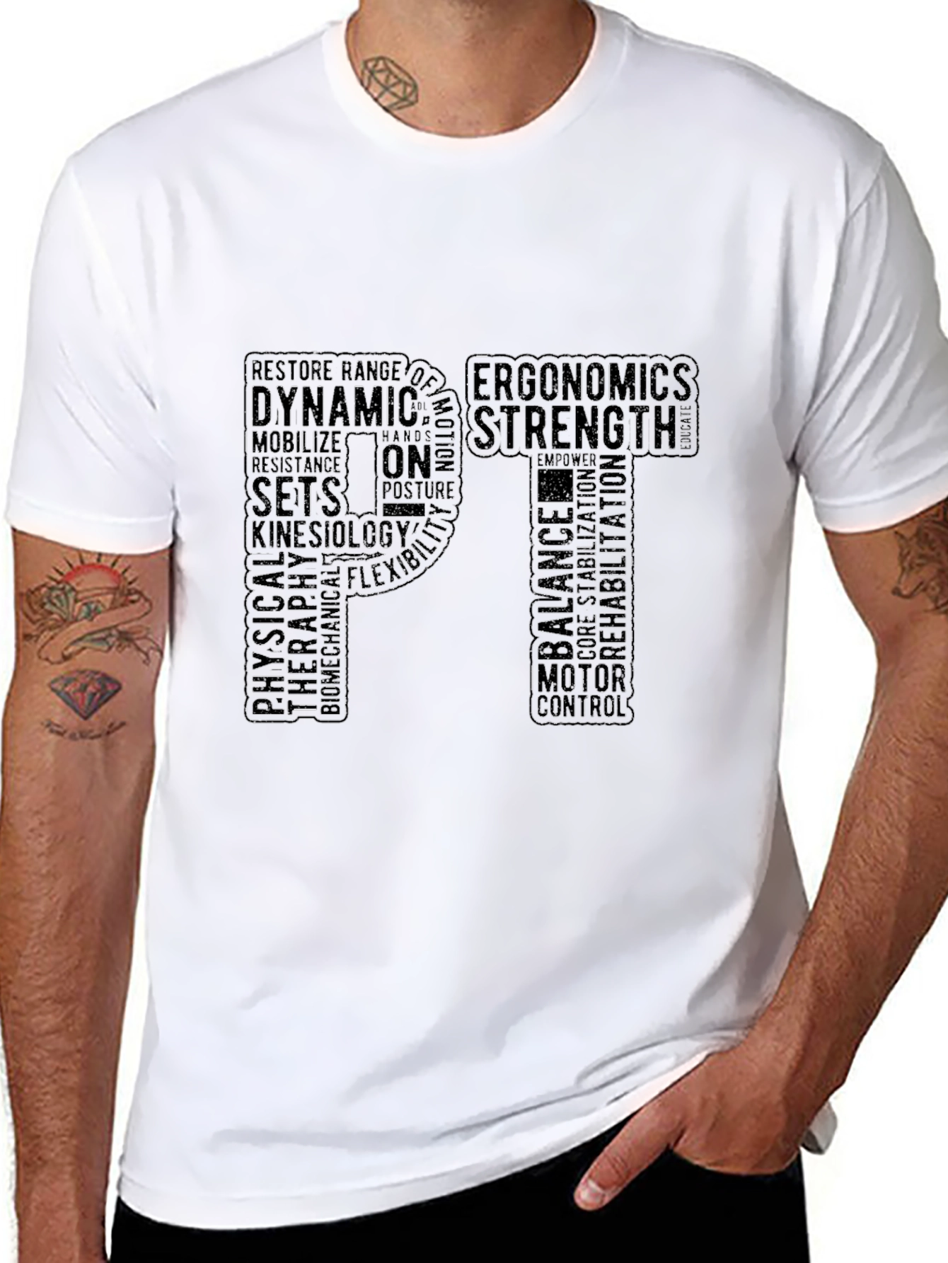 Physical Therapy PT Word Art Black T-Shirt