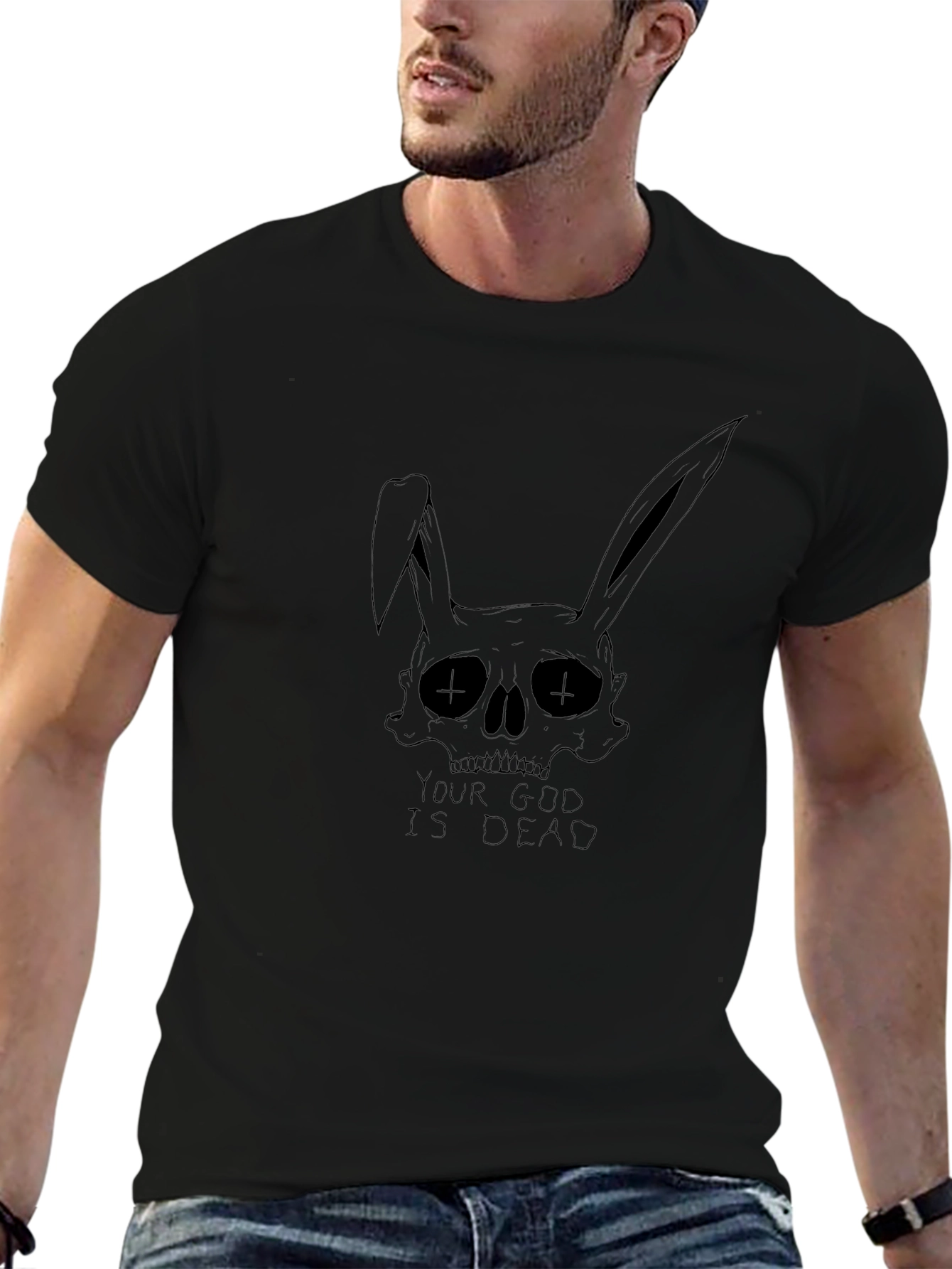 Gothic Bunny Skull T-Shirt - Your God Is Dead