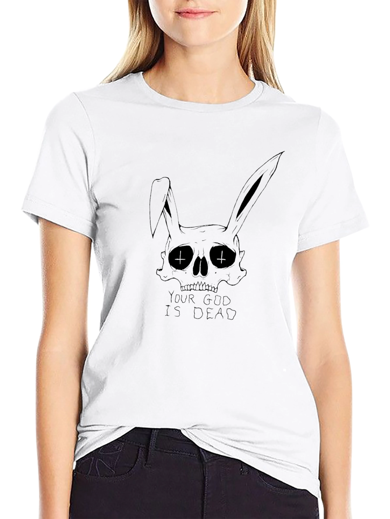 Gothic Bunny Skull T-Shirt - Your God Is Dead