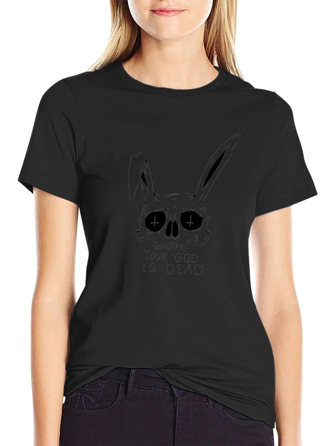 Gothic Bunny Skull T-Shirt - Your God Is Dead