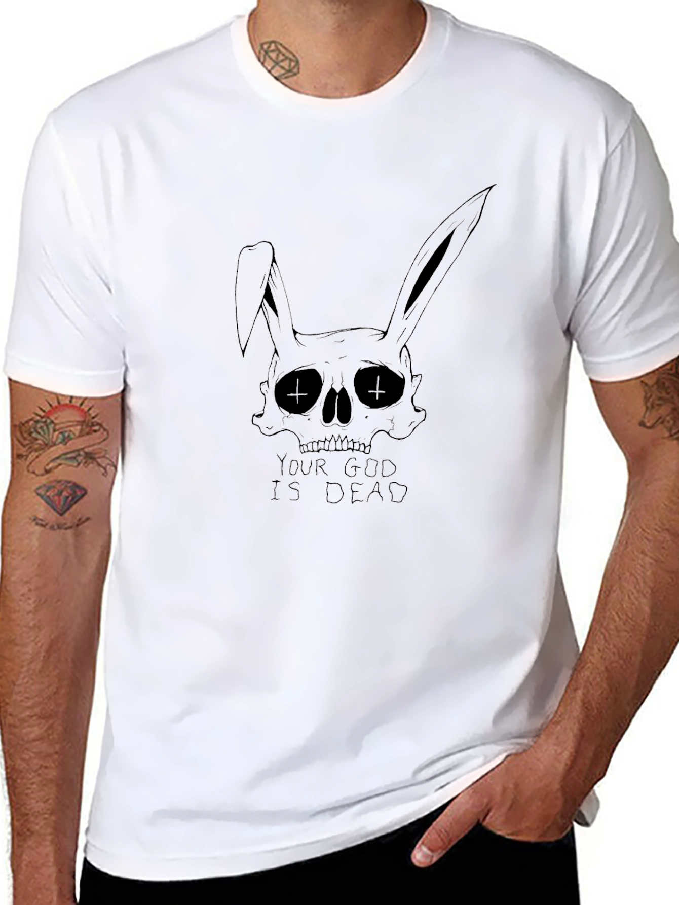 Gothic Bunny Skull T-Shirt - Your God Is Dead