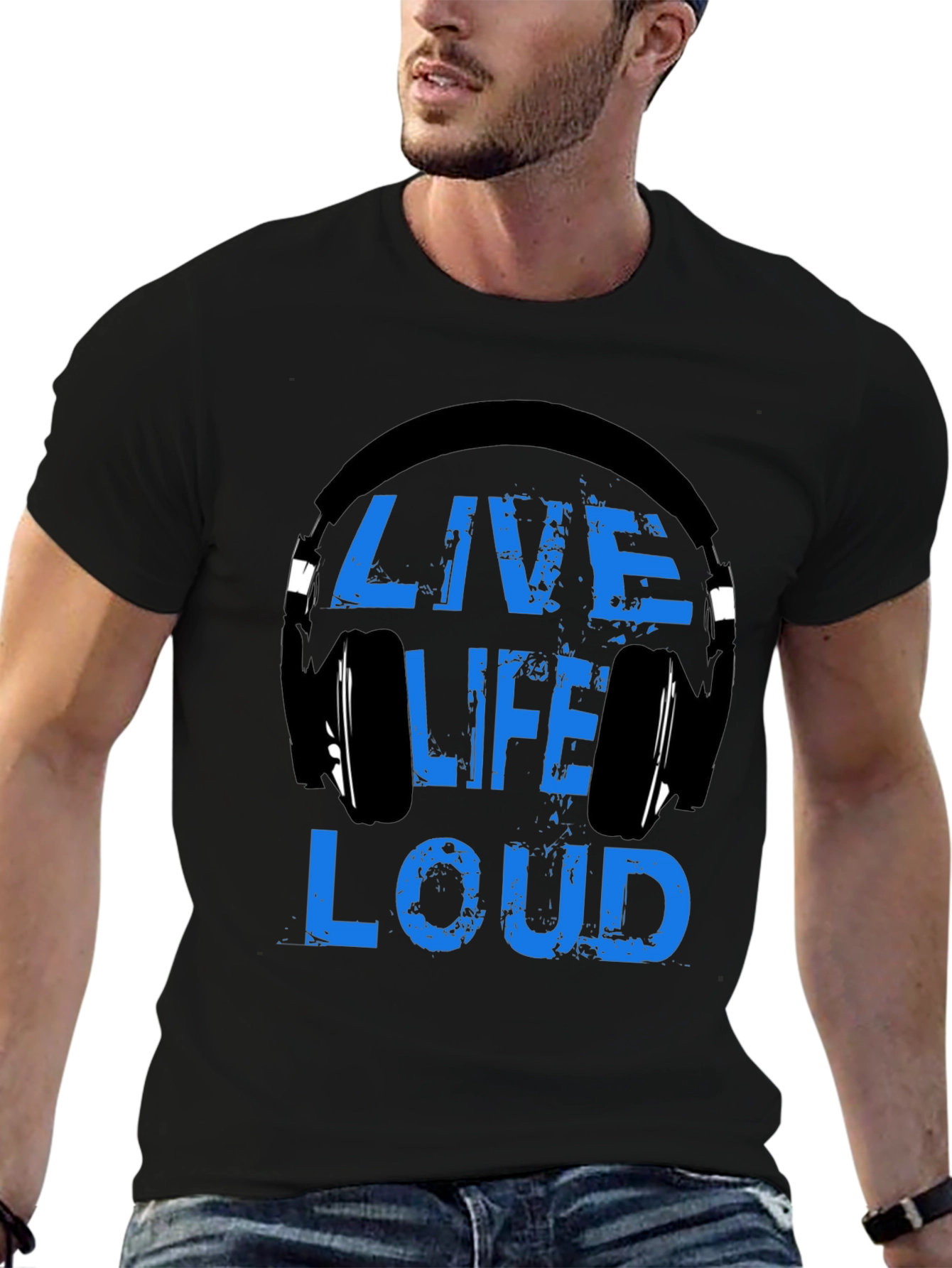 Live Life Loud T-Shirt Headphone Graphic Tee