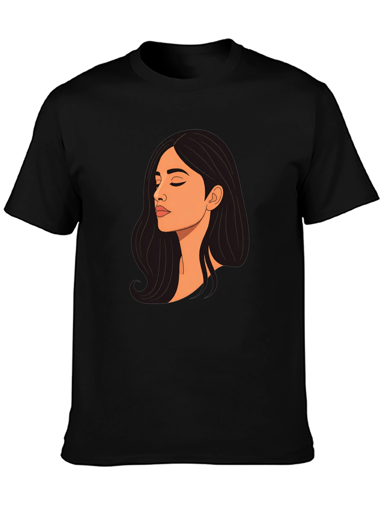 Woman Portrait Graphic Black T-Shirt