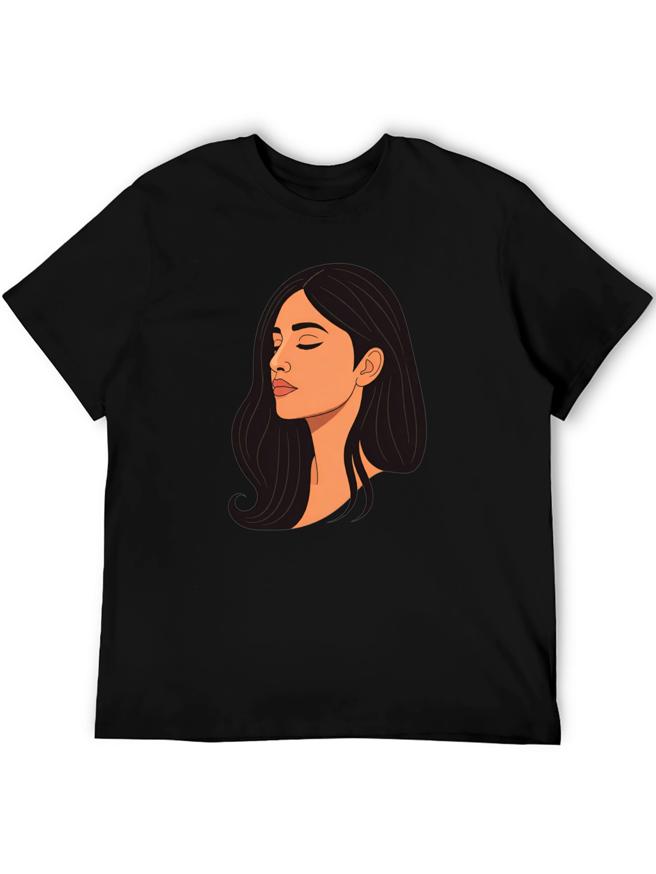 Woman Portrait Graphic Black T-Shirt