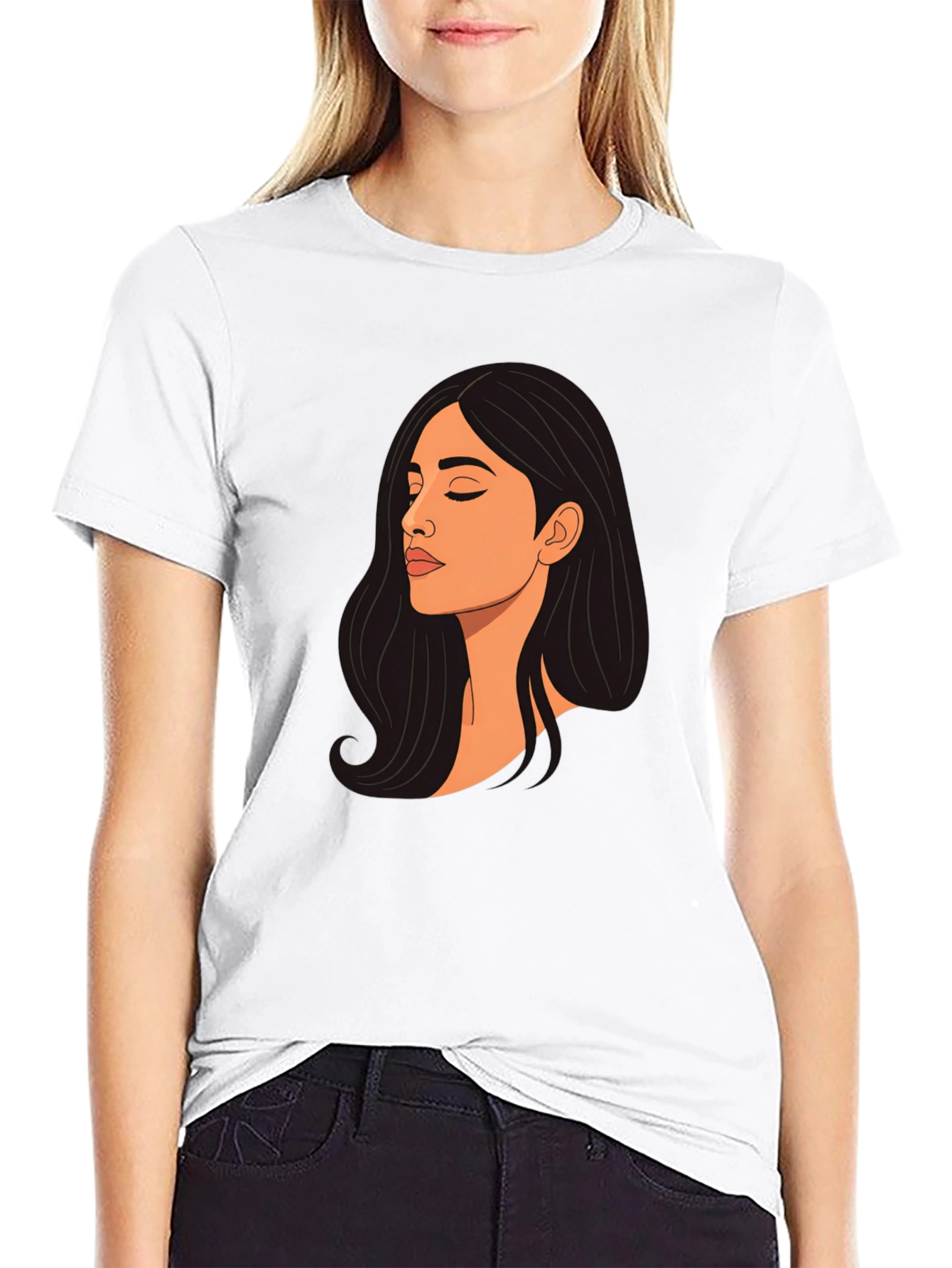 Woman Portrait Graphic Black T-Shirt