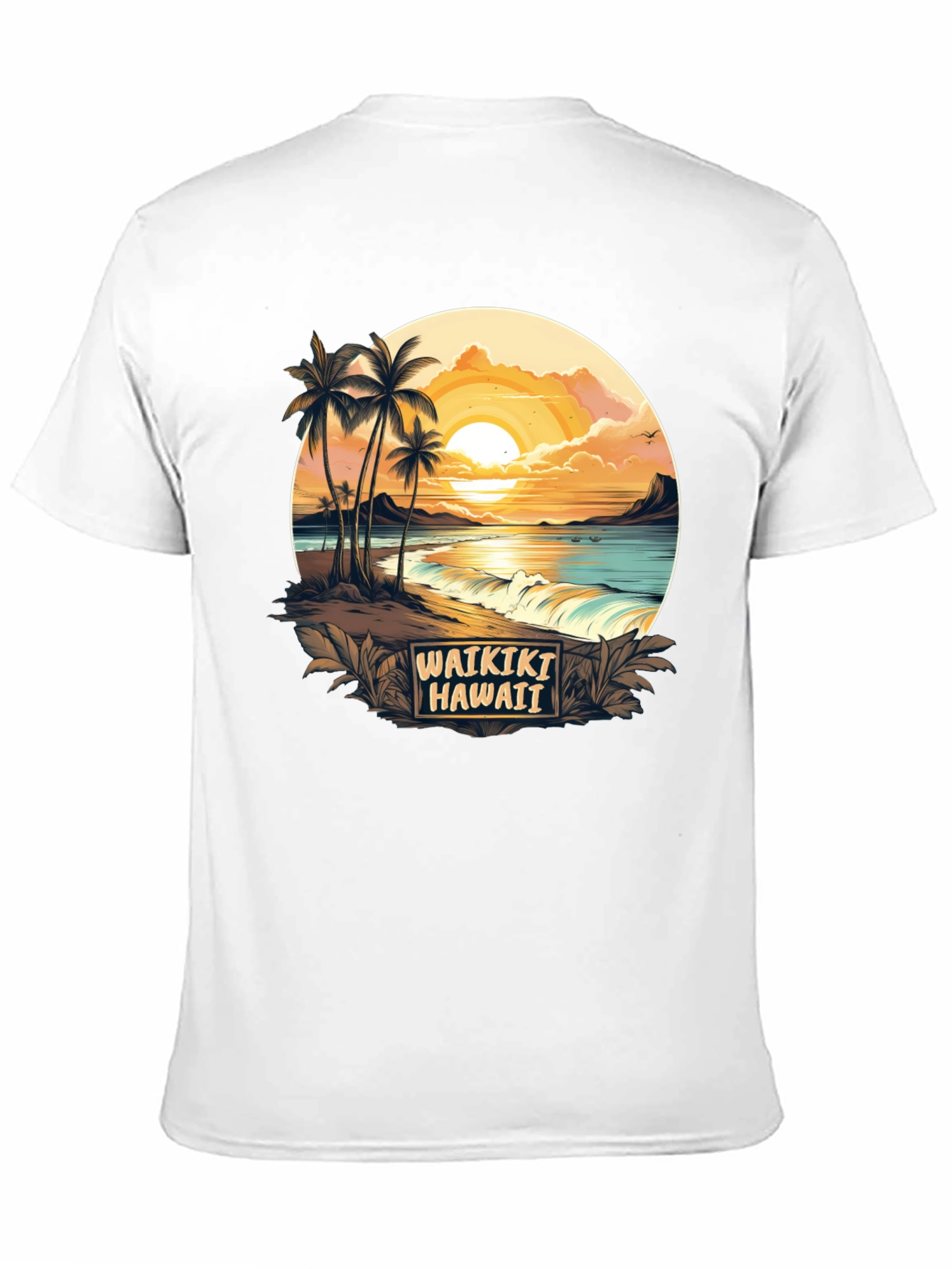 Waikiki Hawaii Graphic T-Shirt - Island Sunset Tee