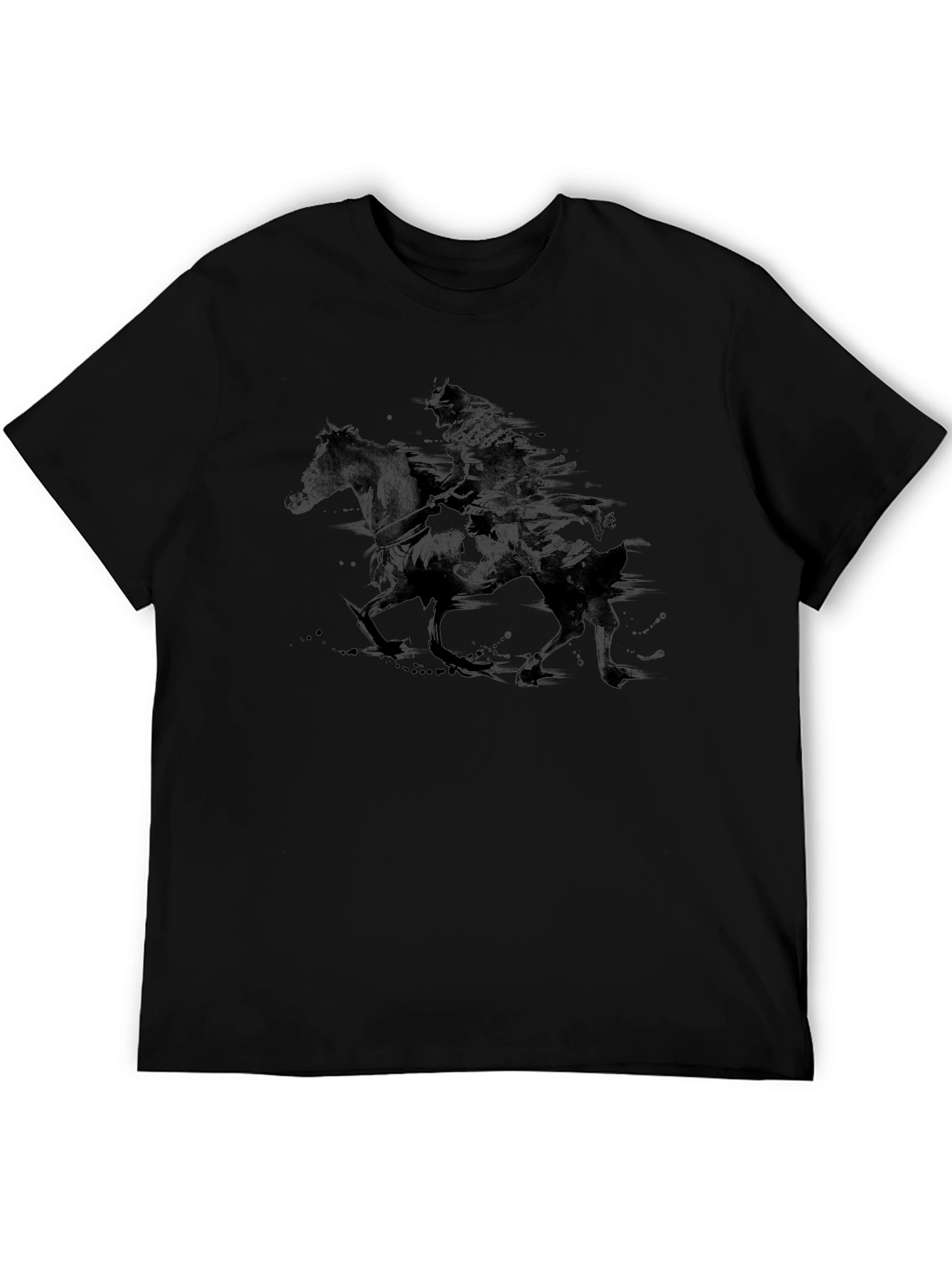 Samurai Warrior Horseback Black T-Shirt