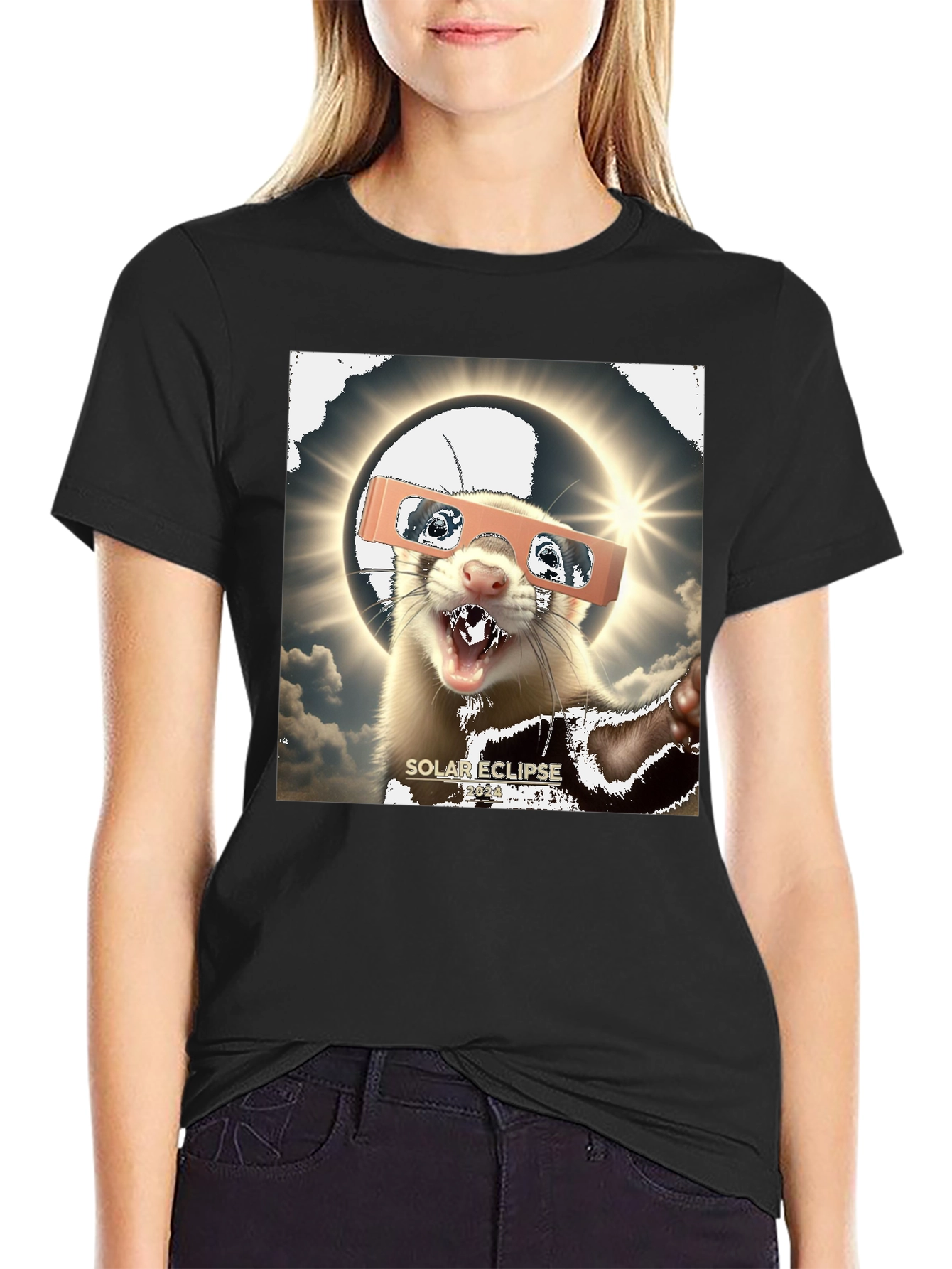 Solar Eclipse Ferret Graphic Tee