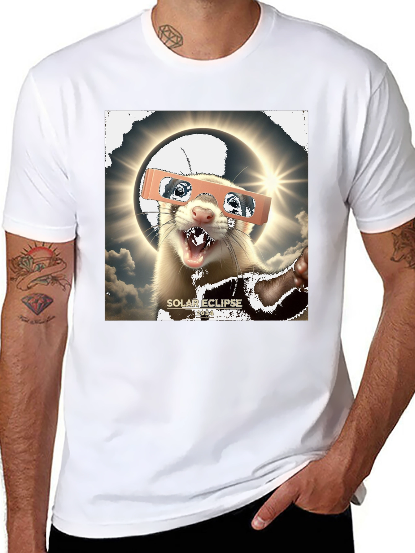 Solar Eclipse Ferret Graphic Tee