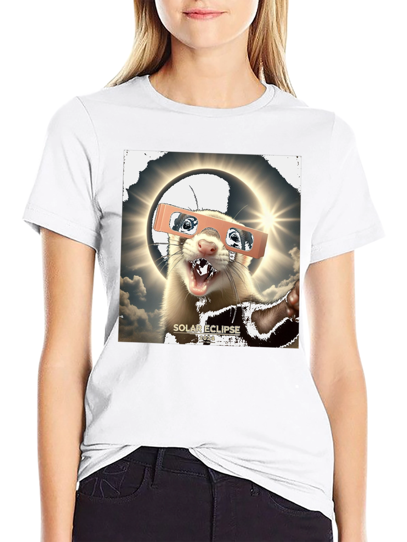 Solar Eclipse Ferret Graphic Tee
