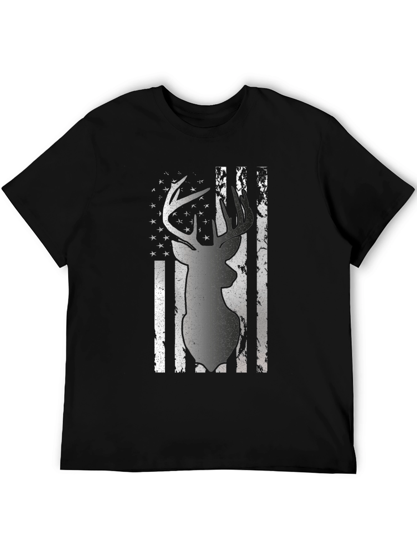 Deer Flag Graphic Tee - Black Casual Shirt