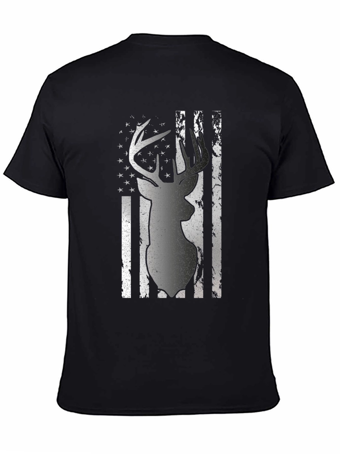 Deer Flag Graphic Tee - Black Casual Shirt
