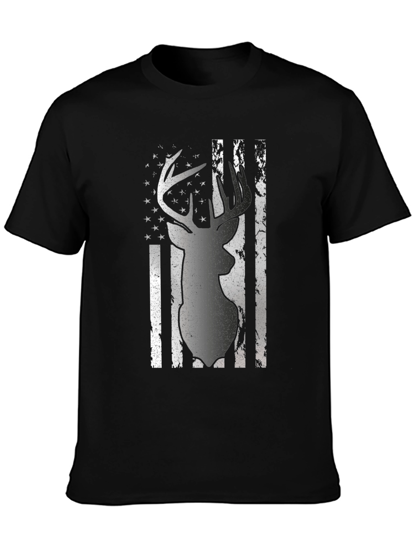 Deer Flag Graphic Tee - Black Casual Shirt