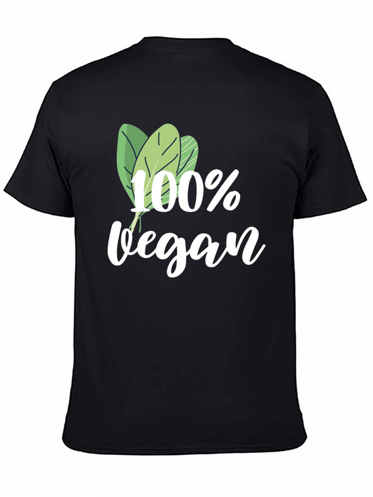 100% Vegan Graphic Tee - Black Cotton T-Shirt