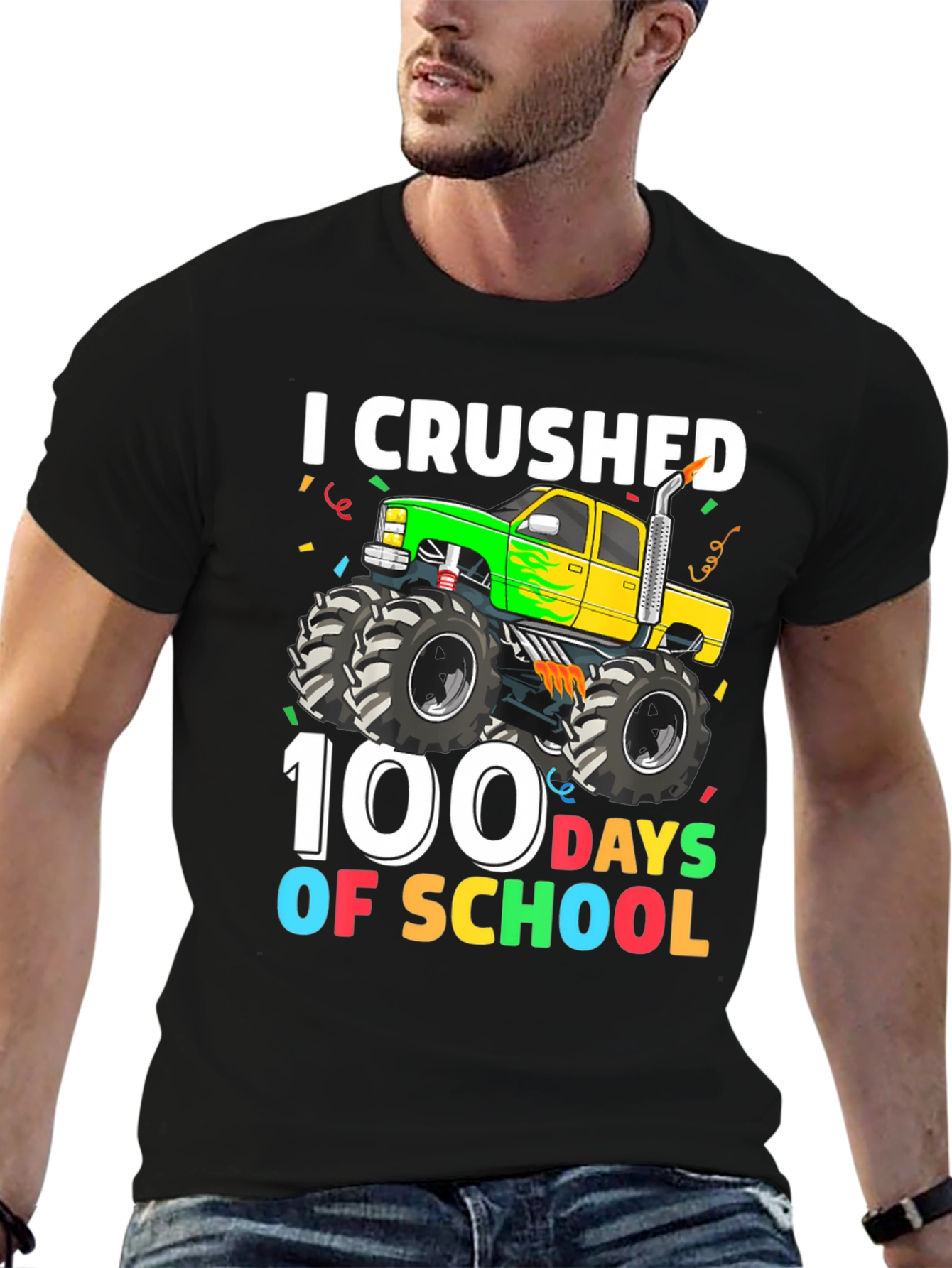 100 Days of School Monster Truck T-Shirt