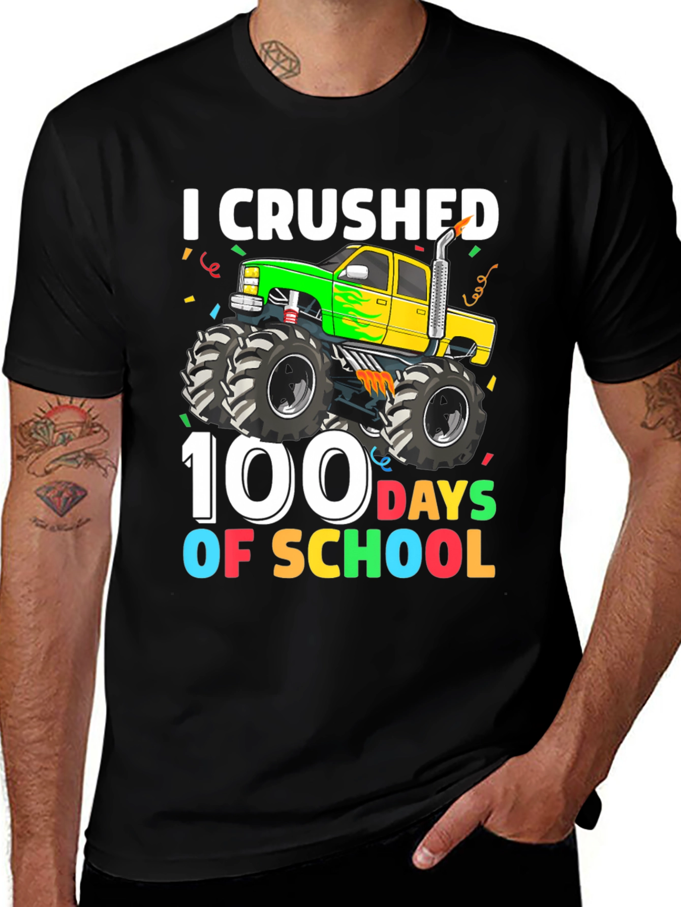 100 Days of School Monster Truck T-Shirt