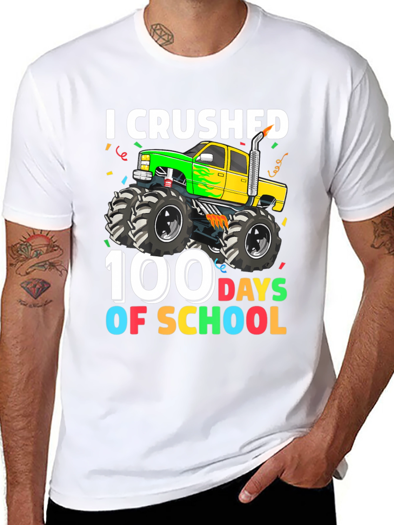 100 Days of School Monster Truck T-Shirt