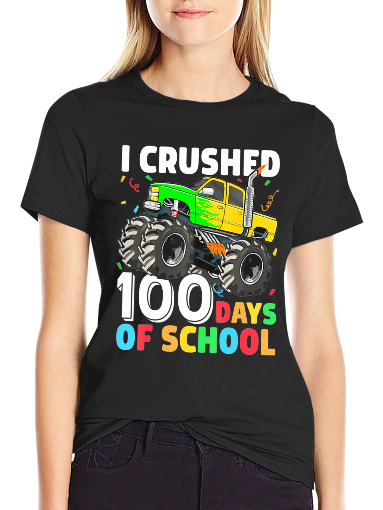 100 Days of School Monster Truck T-Shirt