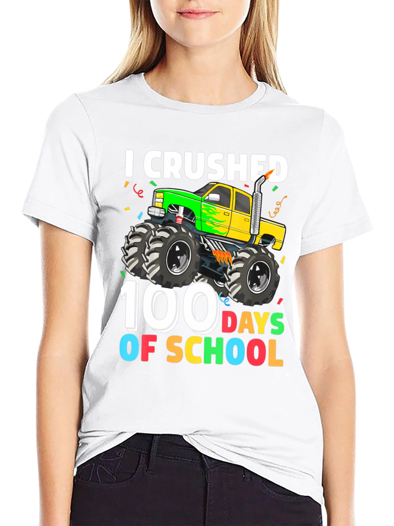 100 Days of School Monster Truck T-Shirt
