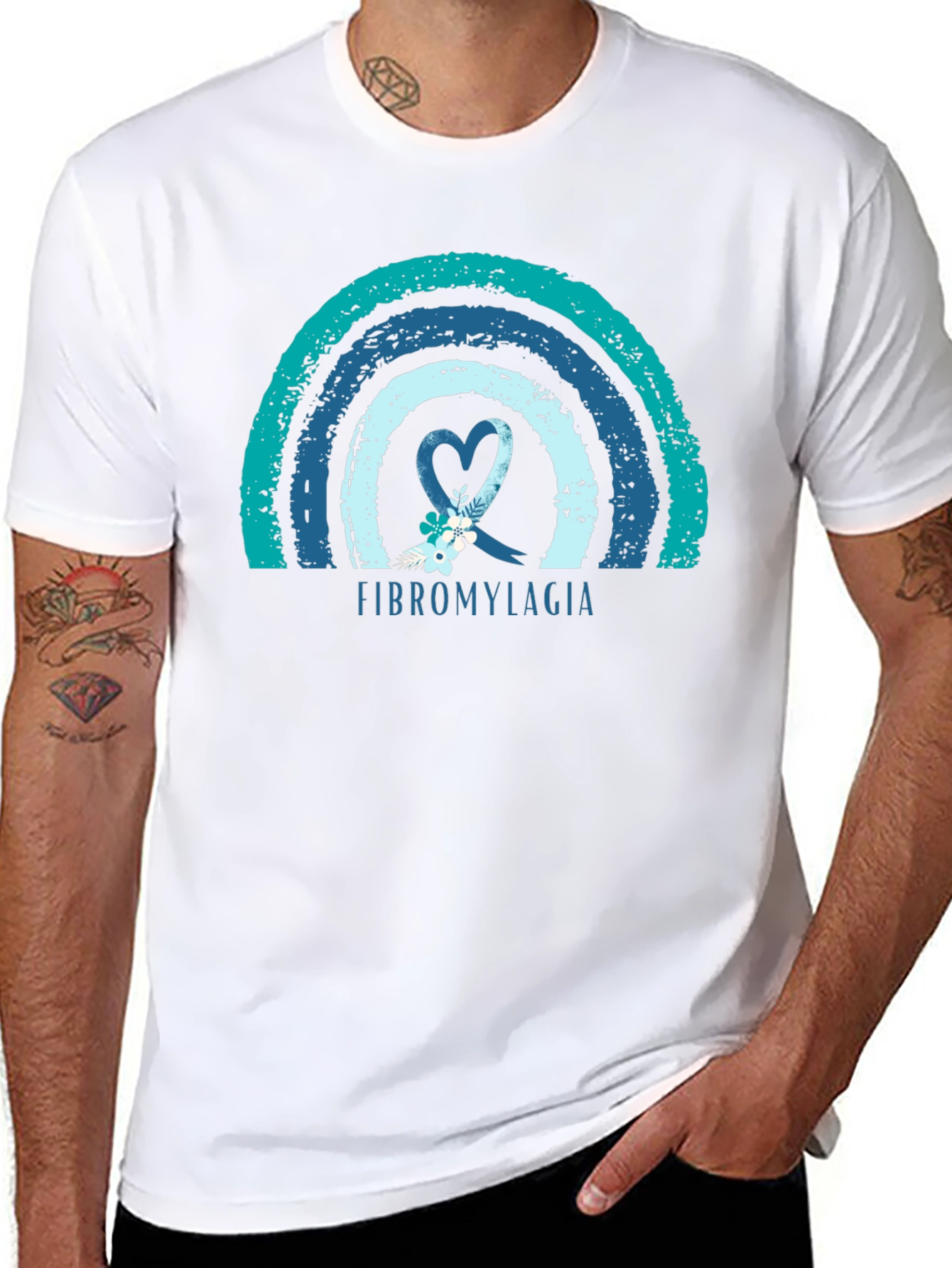 Fibromyalgia Awareness Ribbon T-Shirt - Black