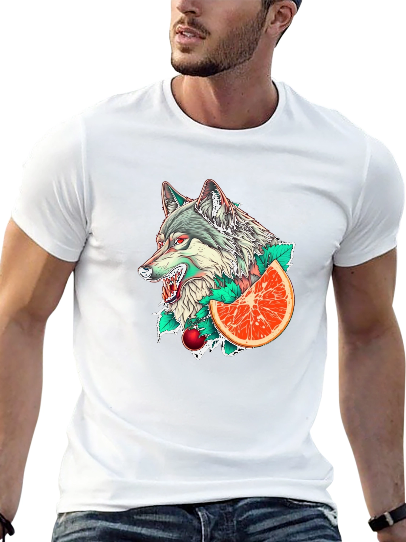 Wolf & Citrus Graphic Tee - Mens Black T-Shirt
