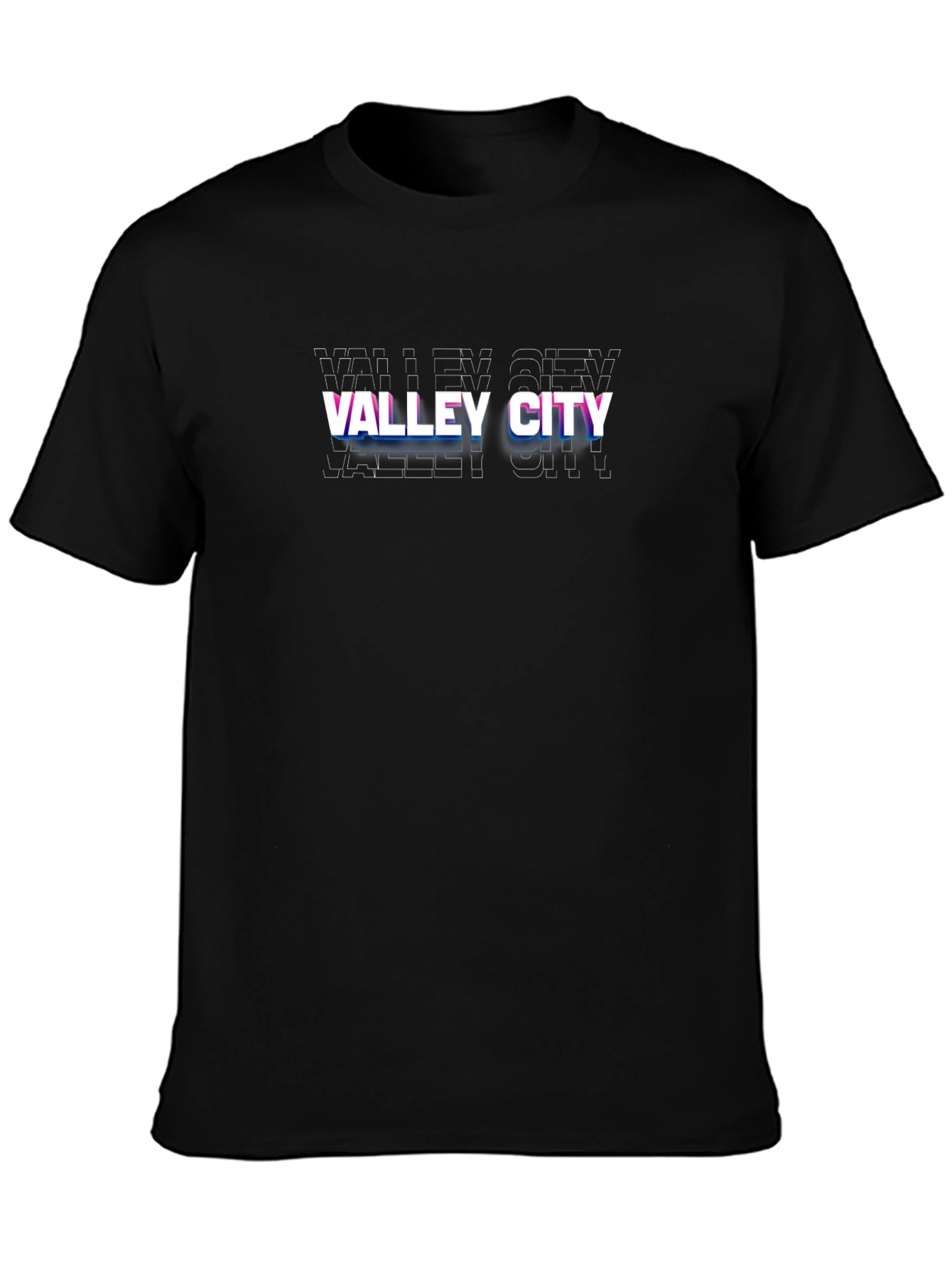 Valley City Glitch Style T-Shirt - Black