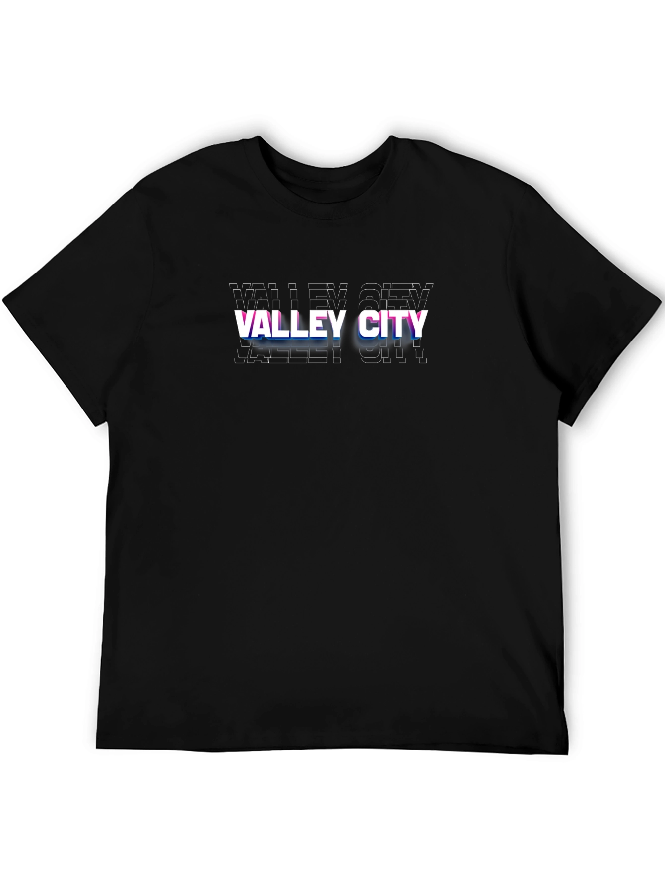 Valley City Glitch Style T-Shirt - Black