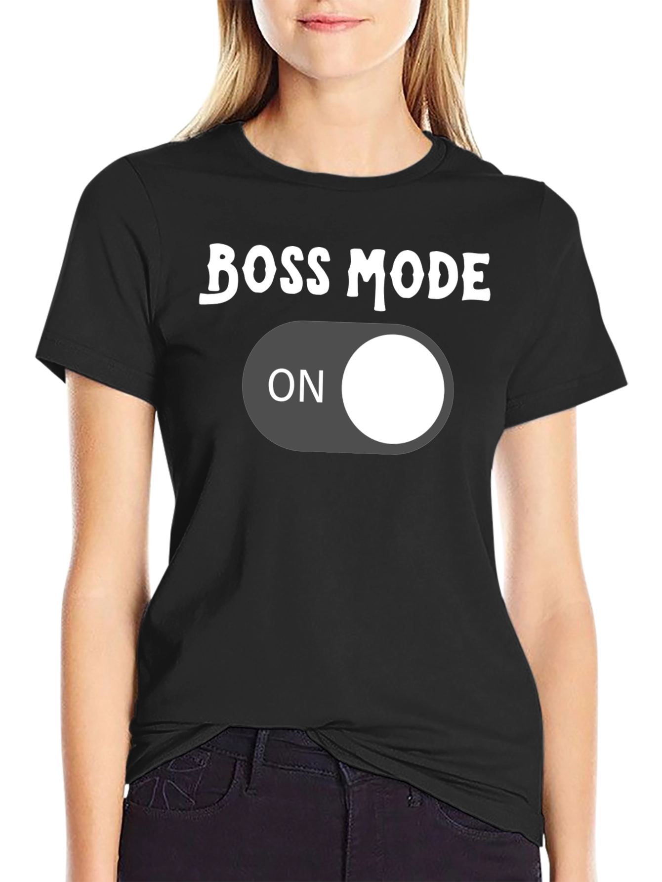 Boss Mode On Graphic Tee - Black Cotton T-Shirt