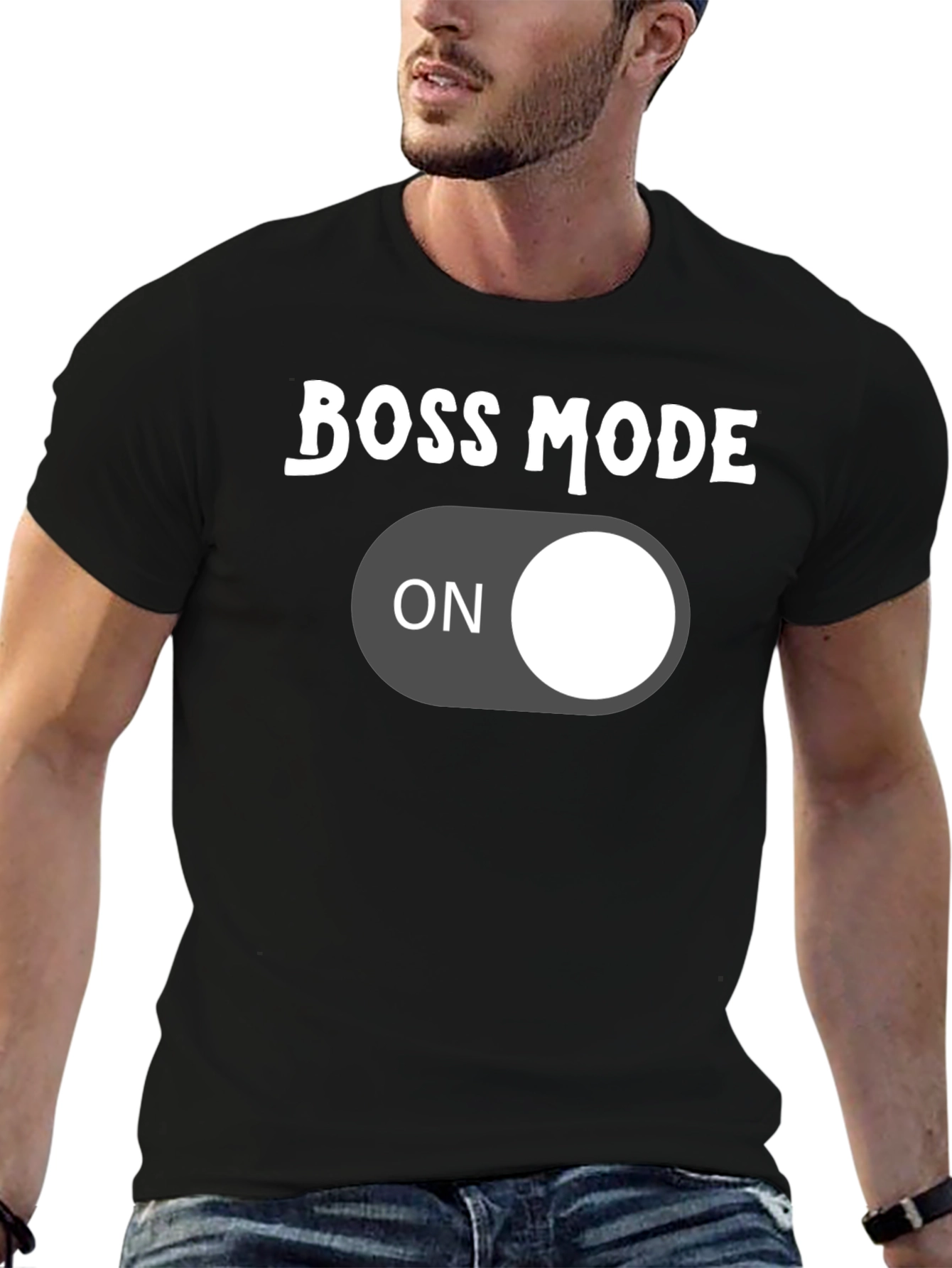 Boss Mode On Graphic Tee - Black Cotton T-Shirt