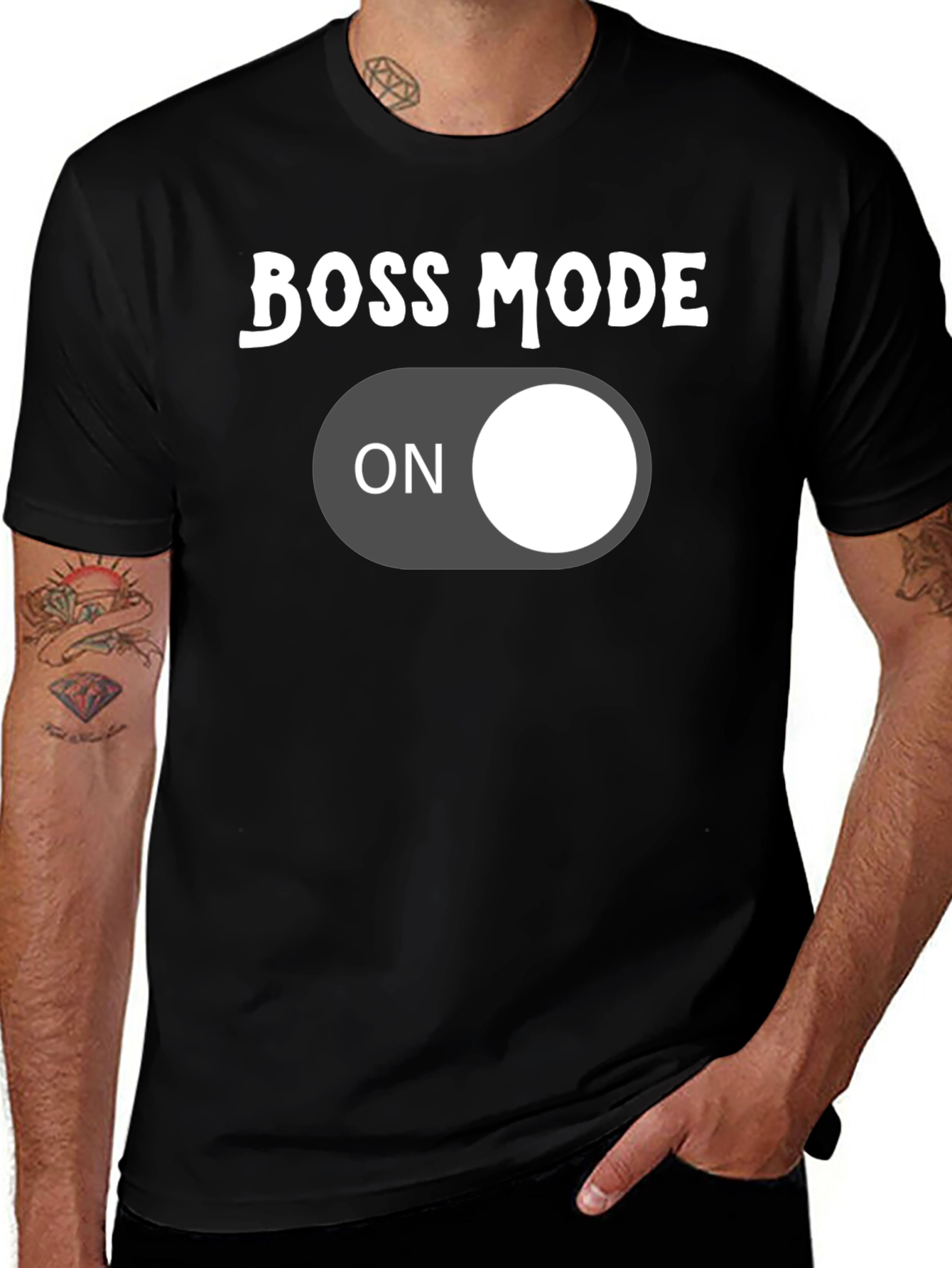 Boss Mode On Graphic Tee - Black Cotton T-Shirt
