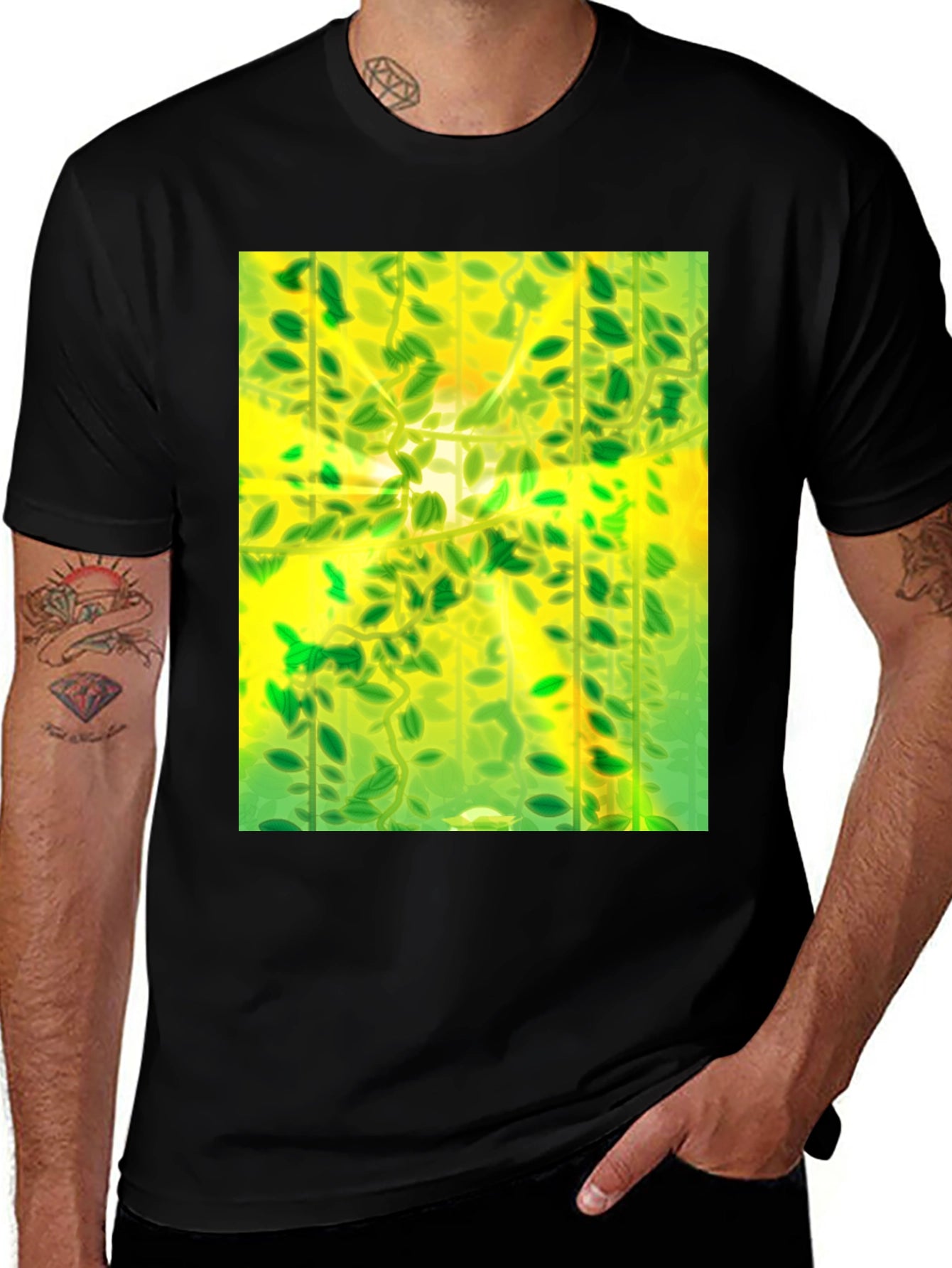 Green Leaves Nature Graphic Tee