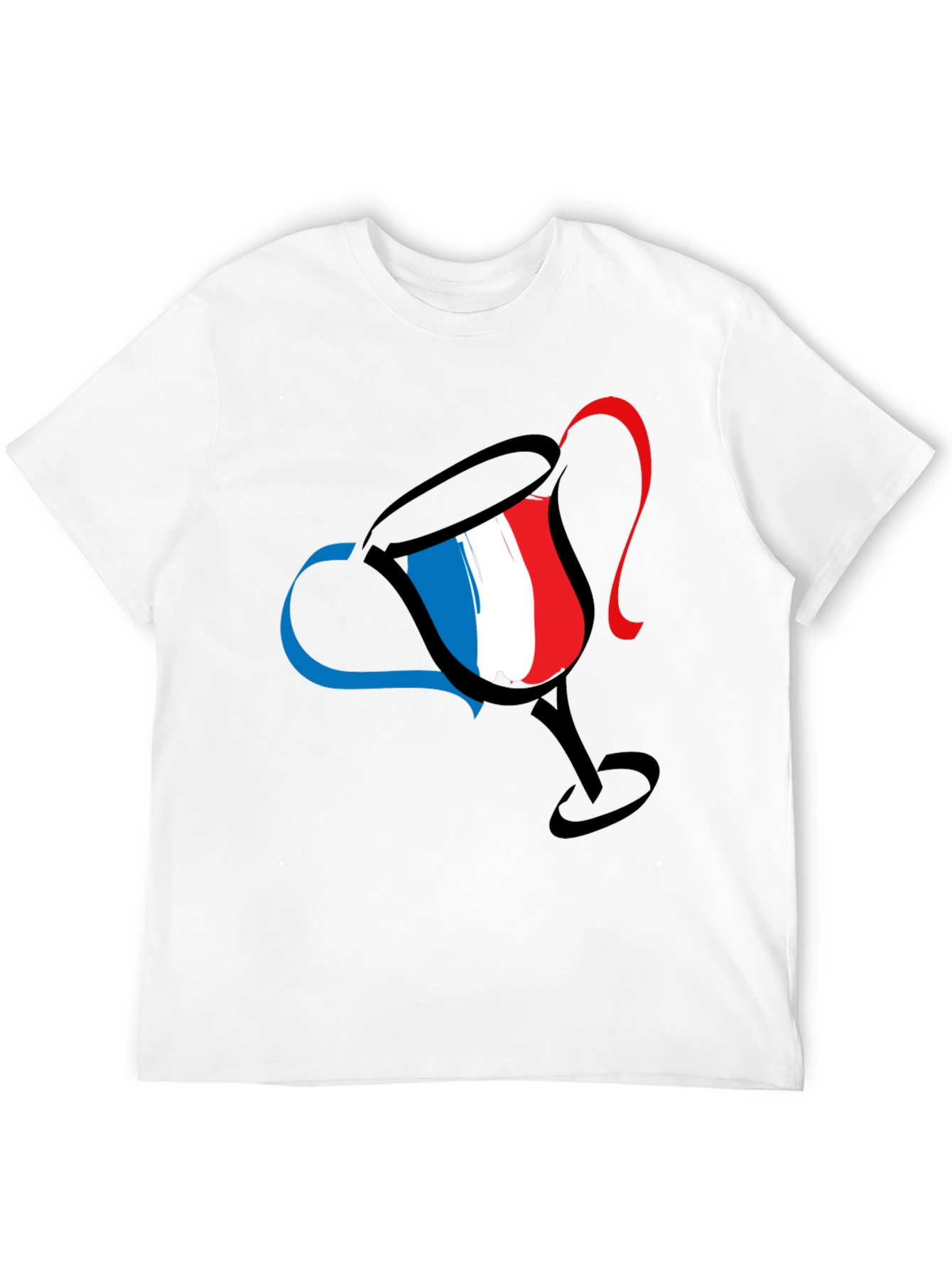 French Flag Wine Glass Graphic T-Shirt