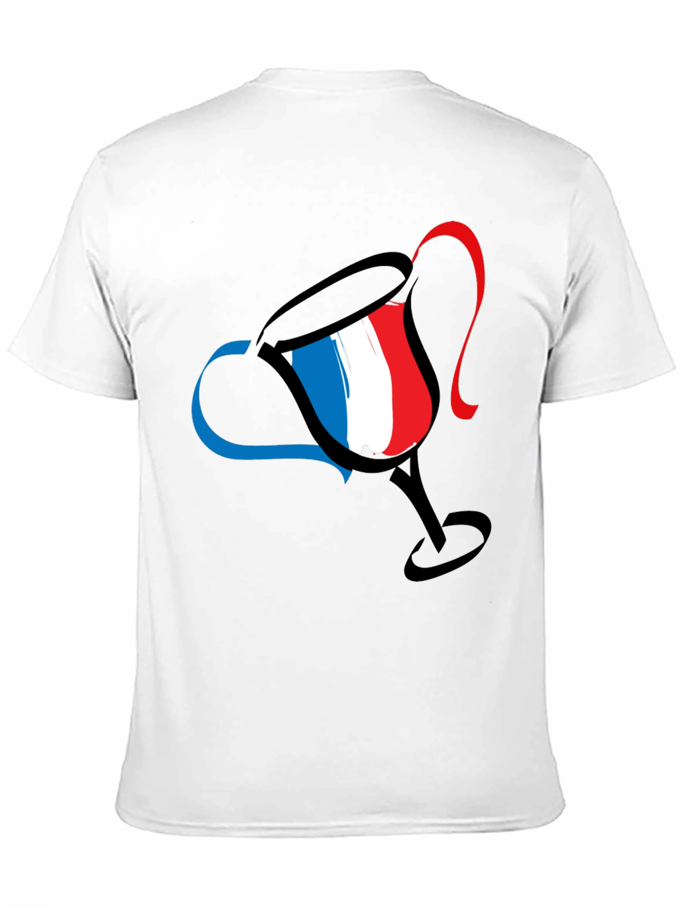French Flag Wine Glass Graphic T-Shirt